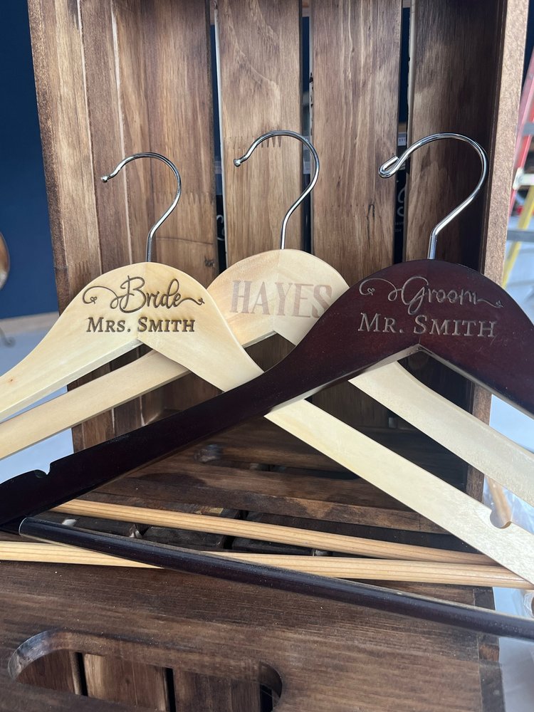 Personalized Wooden Hanger with Custom Engraved Design Options