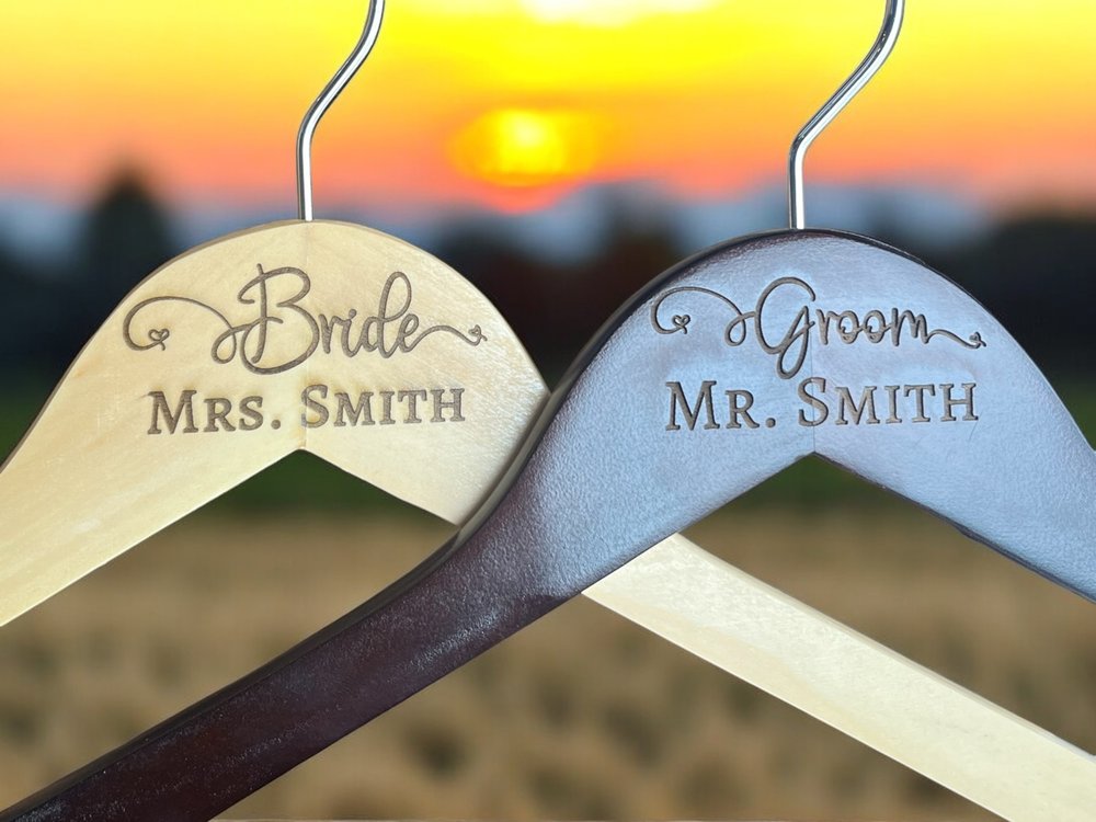 Personalized Wooden Hanger with Custom Engraved Design Options
