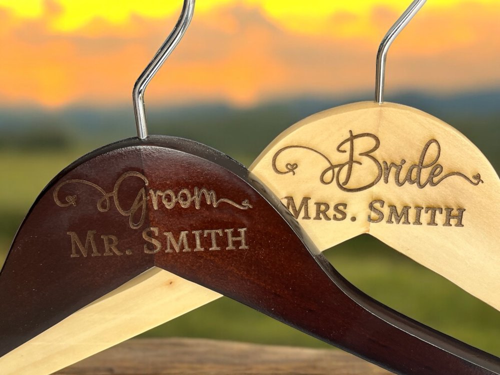 Personalized Wooden Hanger with Custom Engraved Design Options