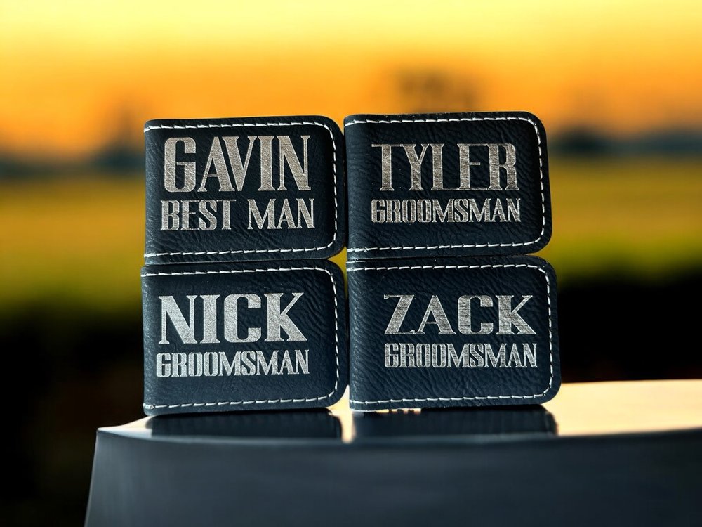 Personalized Leatherette Money Clip for Groomsmen and Dads