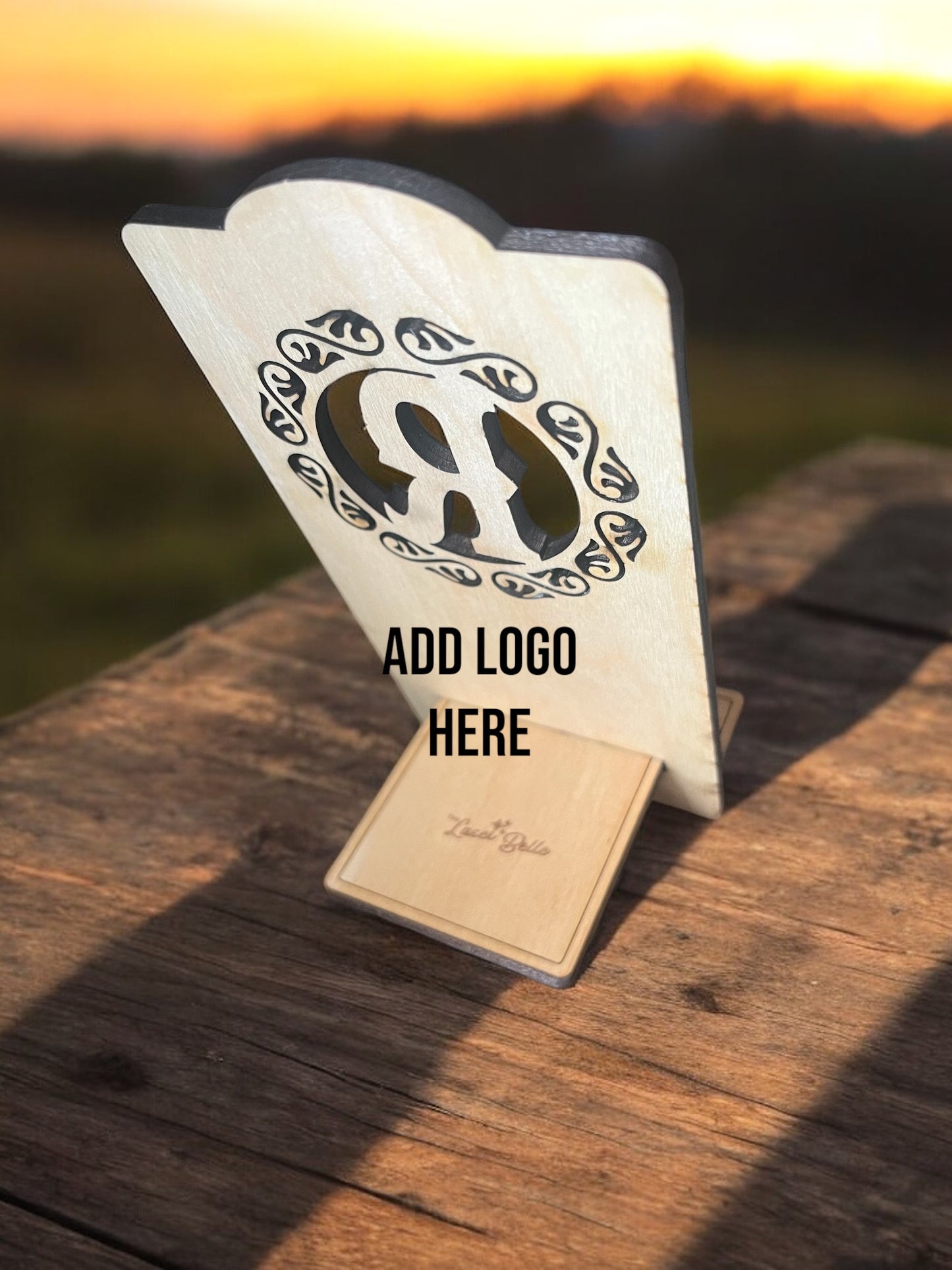 Personalized Monogram Wood Phone Stand Custom Desk Gift