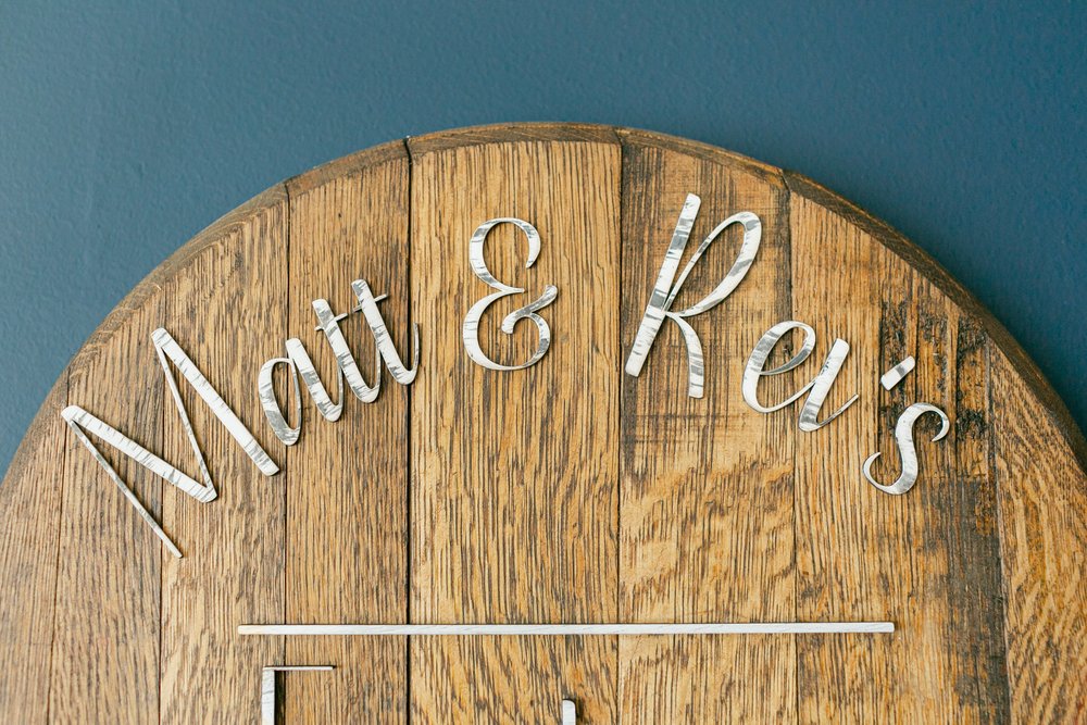 Personalized Reclaimed Whiskey Barrel Top Sign for Home Decor