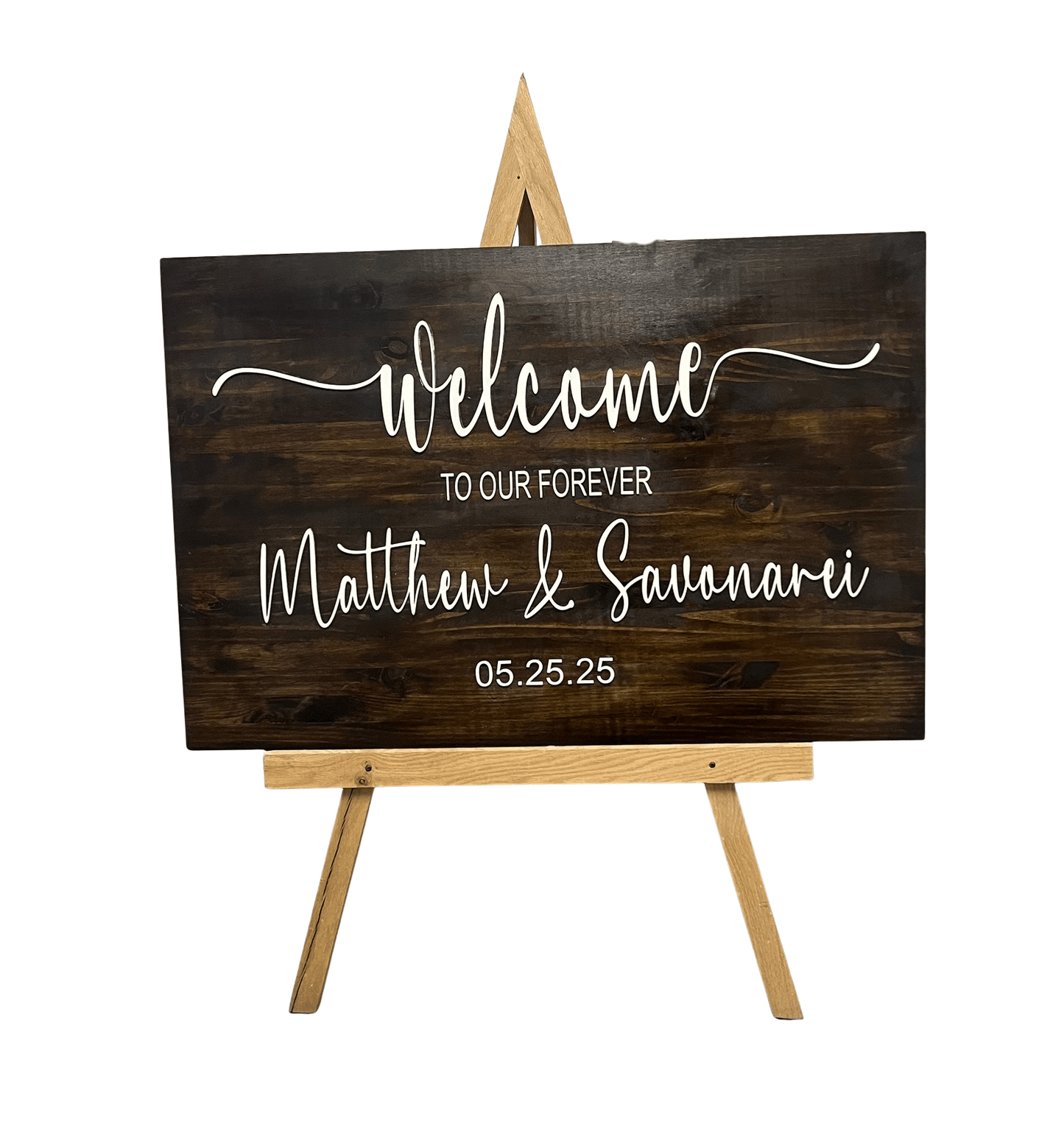 Charming Wedding Welcome Sign with Rustic Wooden Finish Design