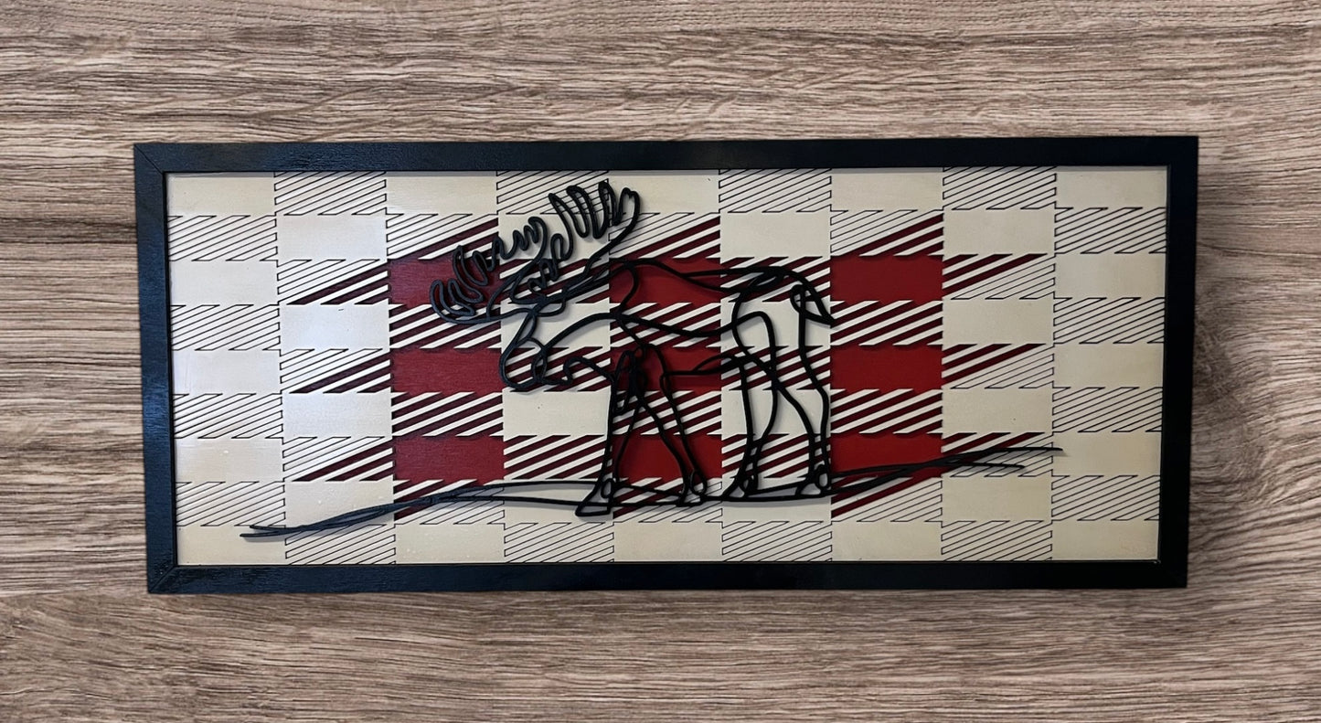 Moose Line Art Rustic Geometric Wall Decor for Northwoods Style