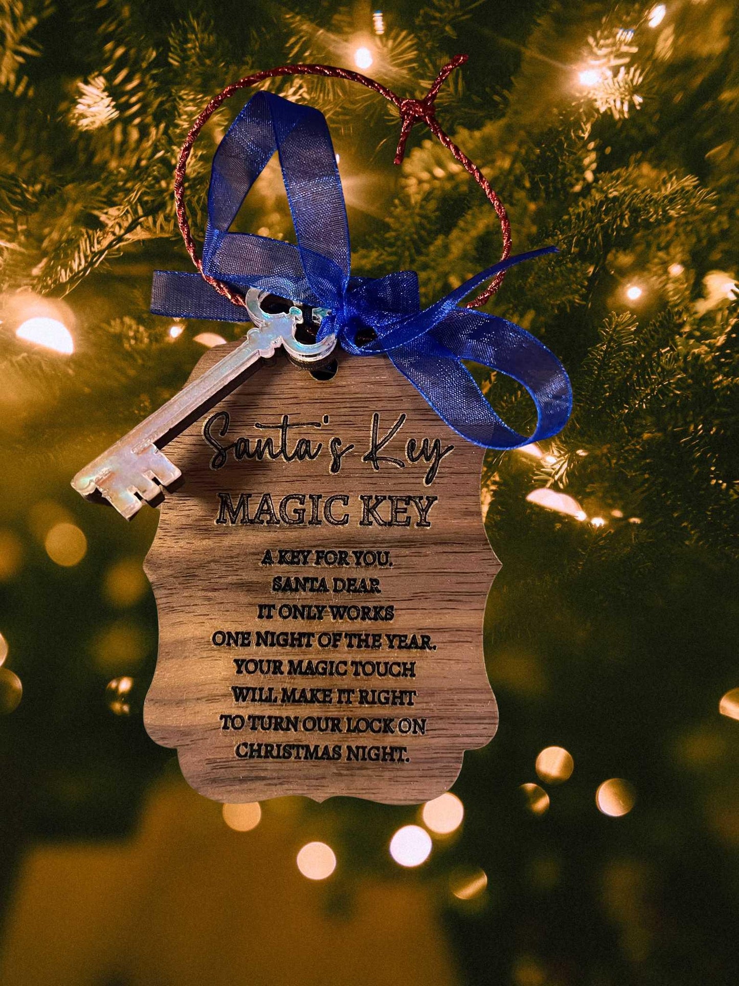 Santa Magic Key Wooden Plaque With Laser Engraving Door Ornament
