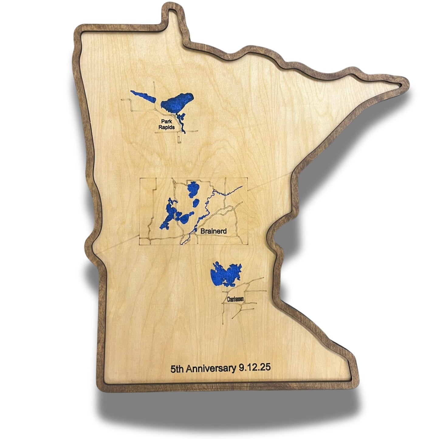 Minnesota Shaped Custom Sign With Highlighted Locations