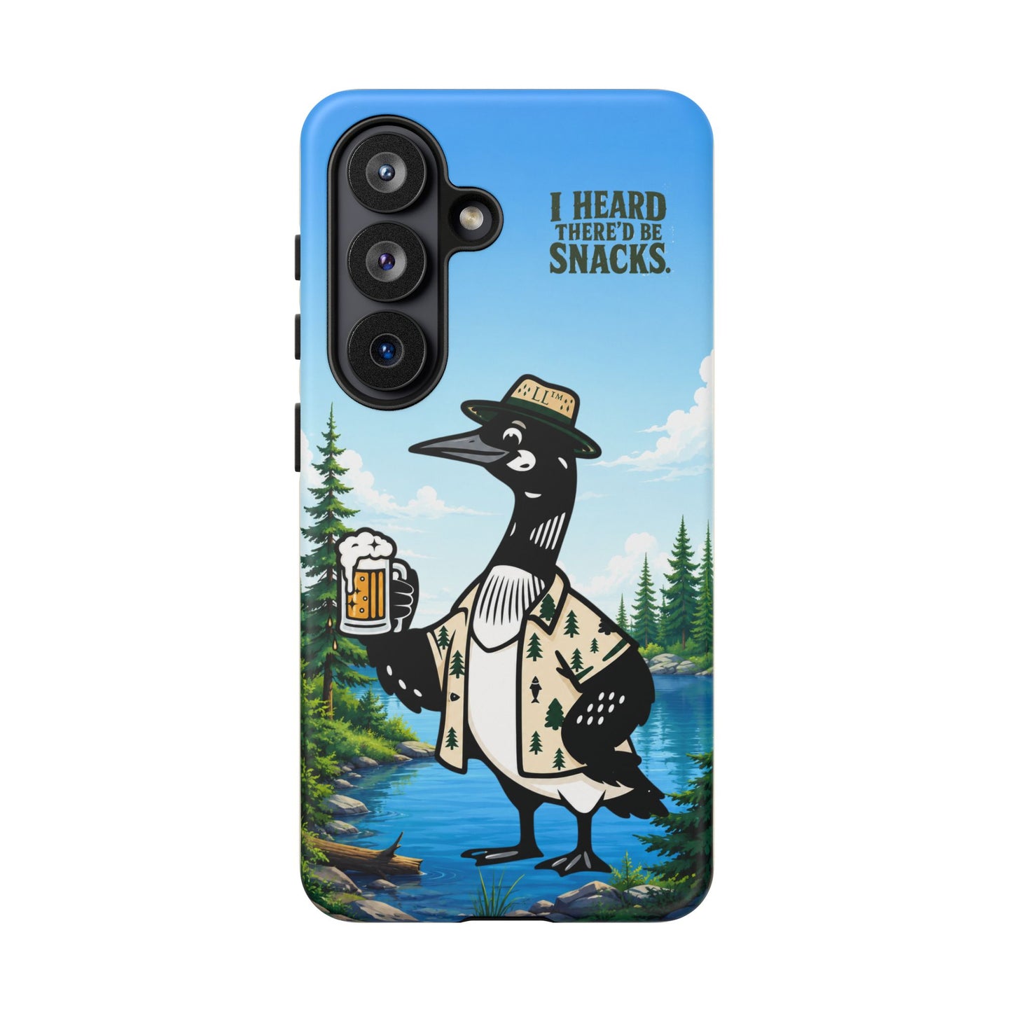 Phone Case — 'I Heard There'd Be Snacks' Rustic Drinking Loon Design