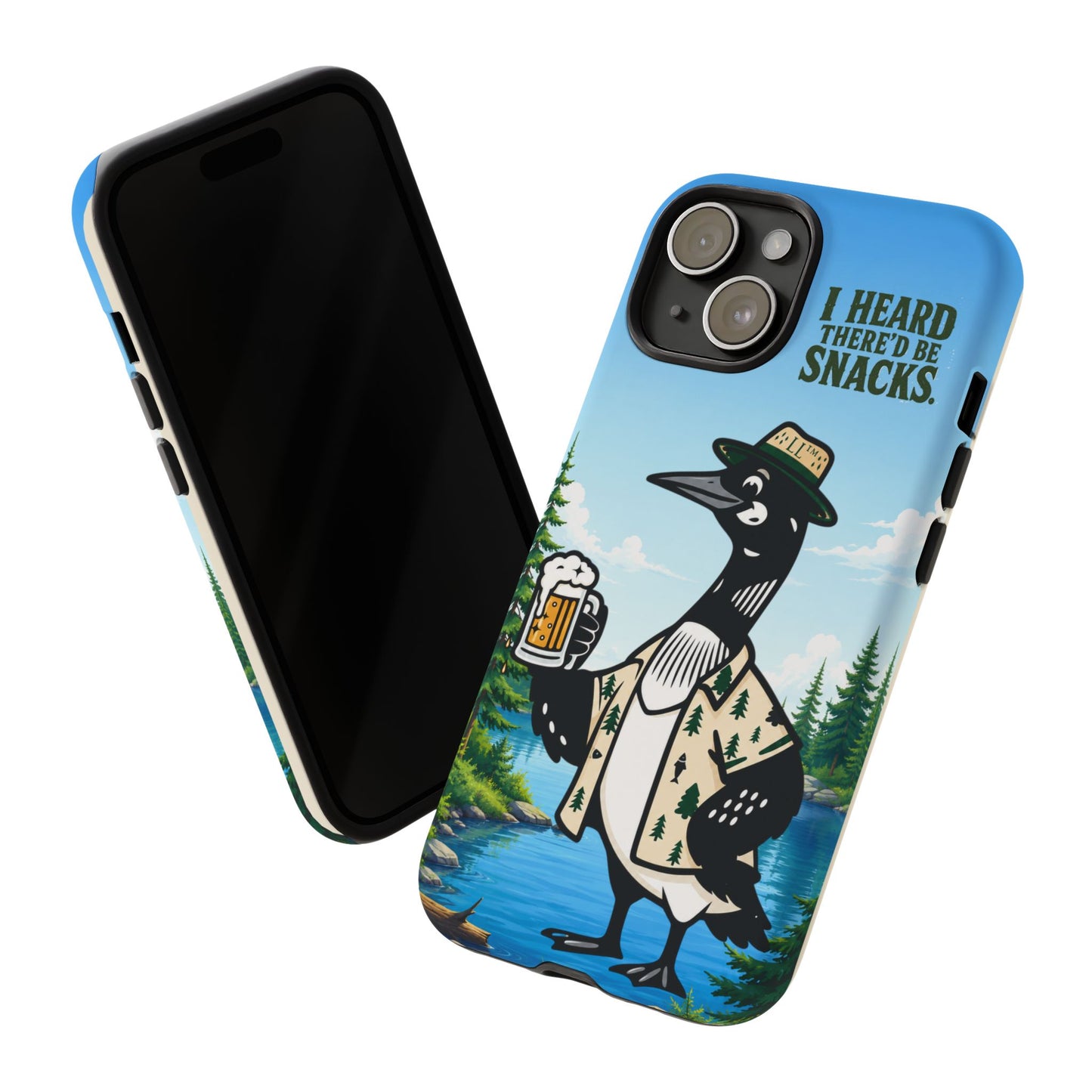 Phone Case — 'I Heard There'd Be Snacks' Rustic Drinking Loon Design