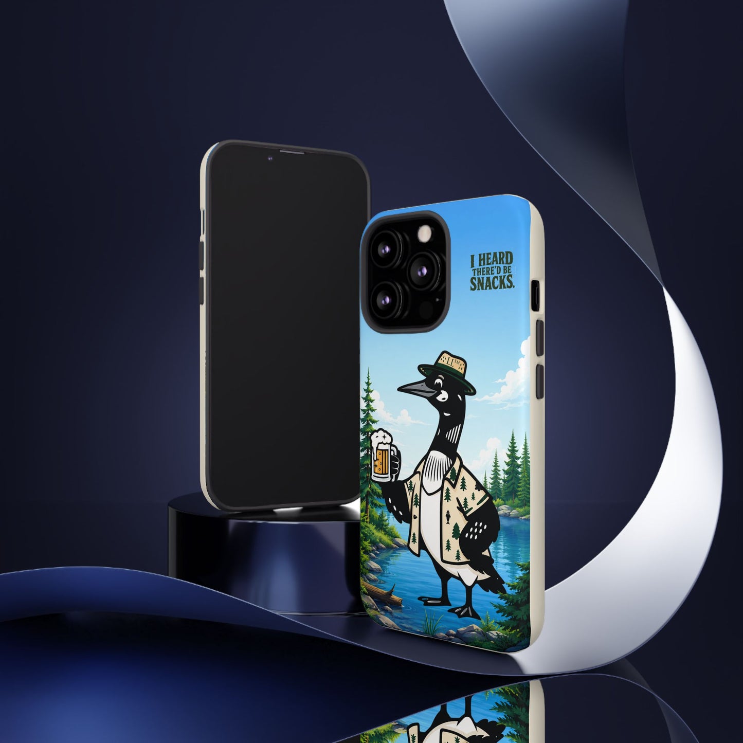 Phone Case — 'I Heard There'd Be Snacks' Rustic Drinking Loon Design
