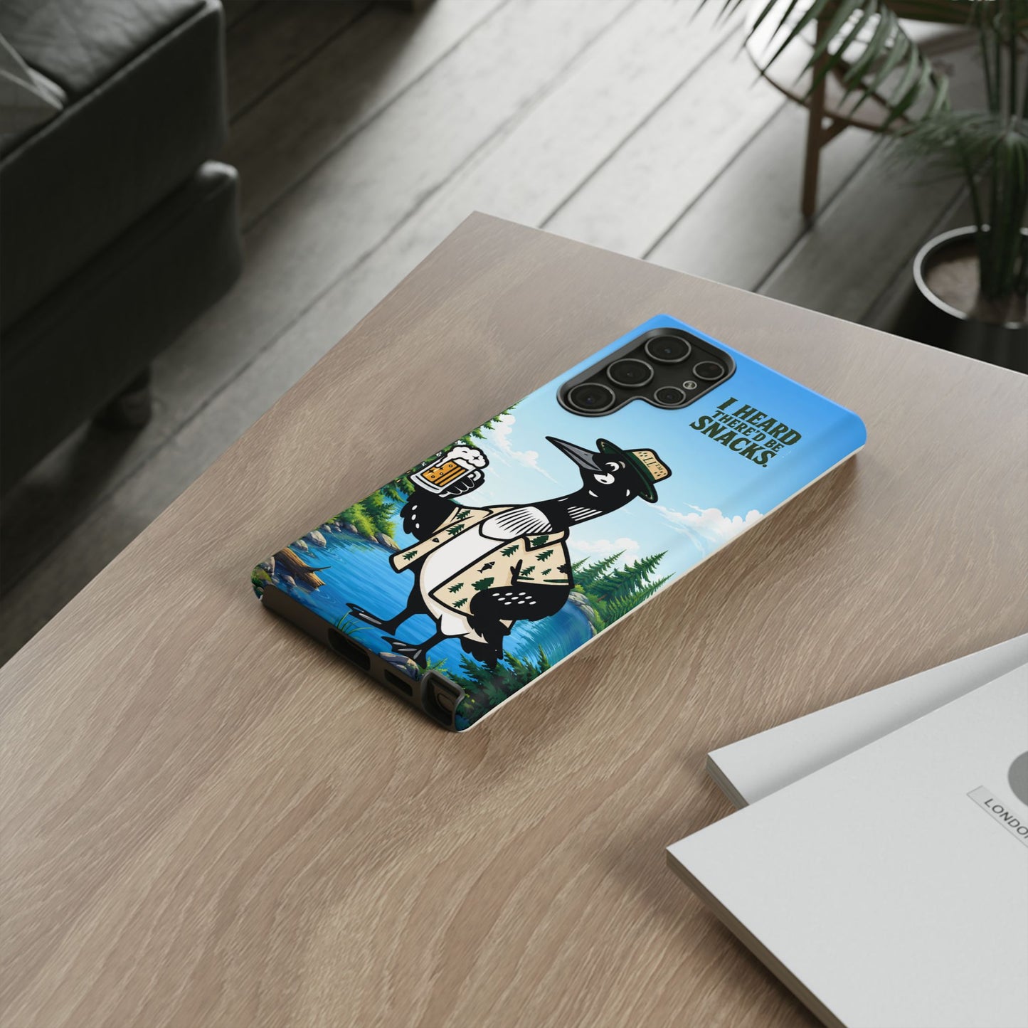 Phone Case — 'I Heard There'd Be Snacks' Rustic Drinking Loon Design