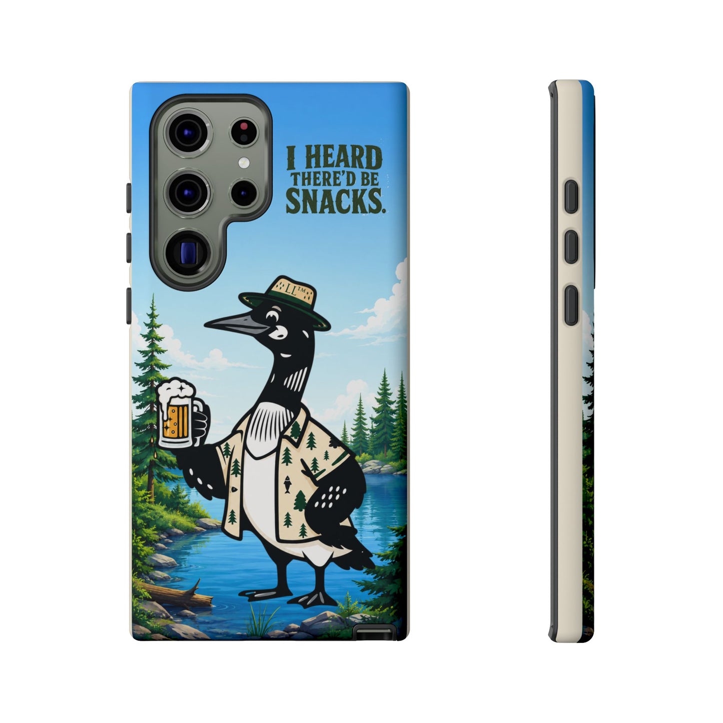 Phone Case — 'I Heard There'd Be Snacks' Rustic Drinking Loon Design