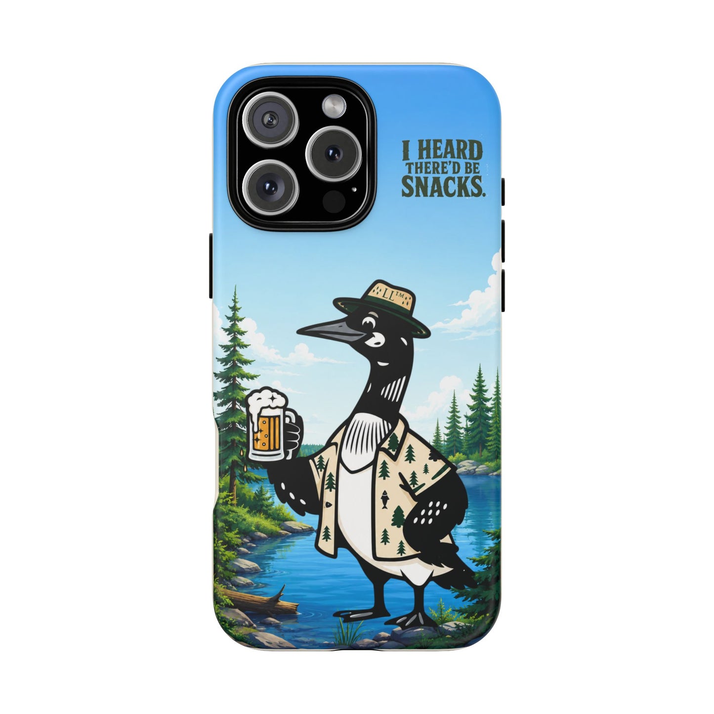 Phone Case — 'I Heard There'd Be Snacks' Rustic Drinking Loon Design