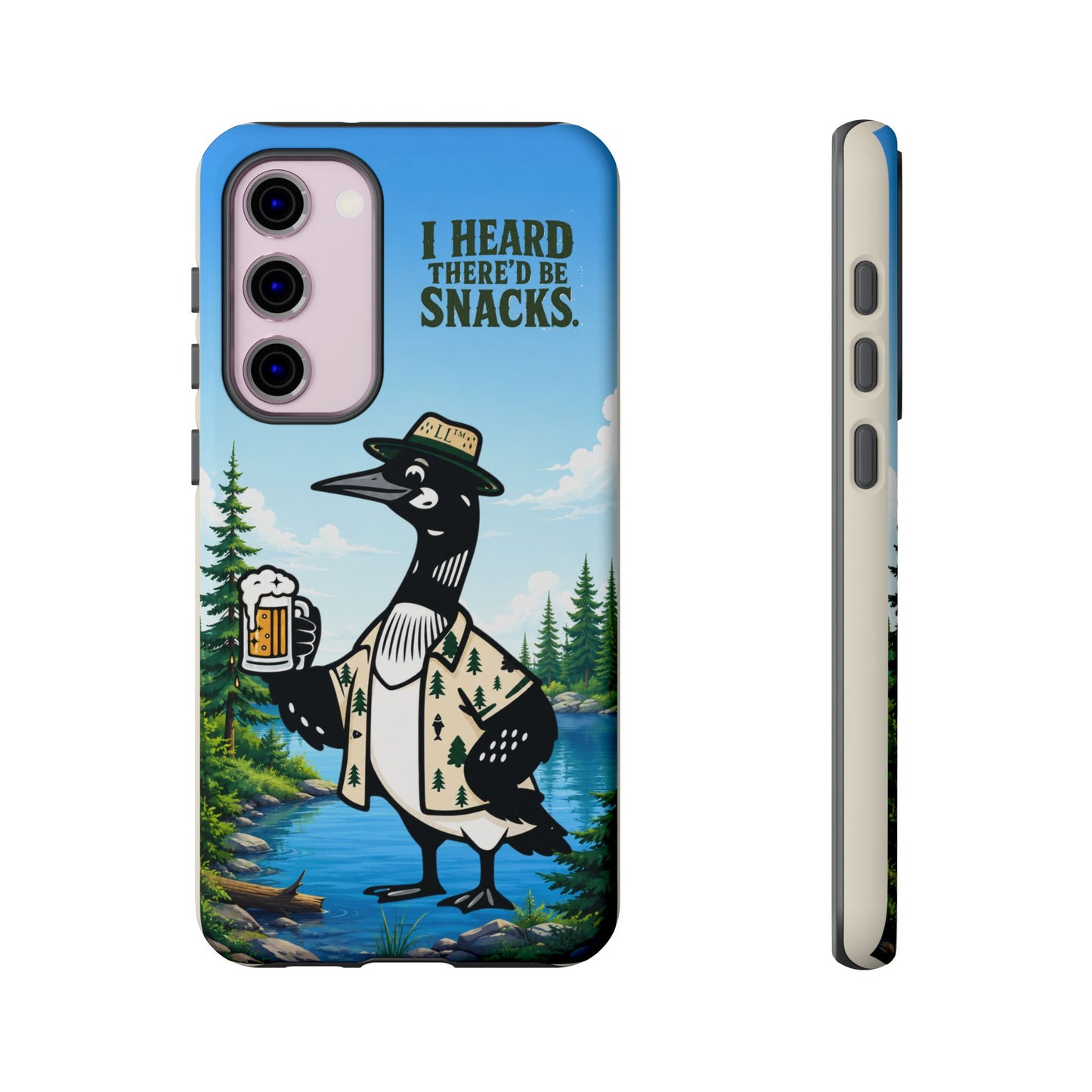 Phone Case — 'I Heard There'd Be Snacks' Rustic Drinking Loon Design