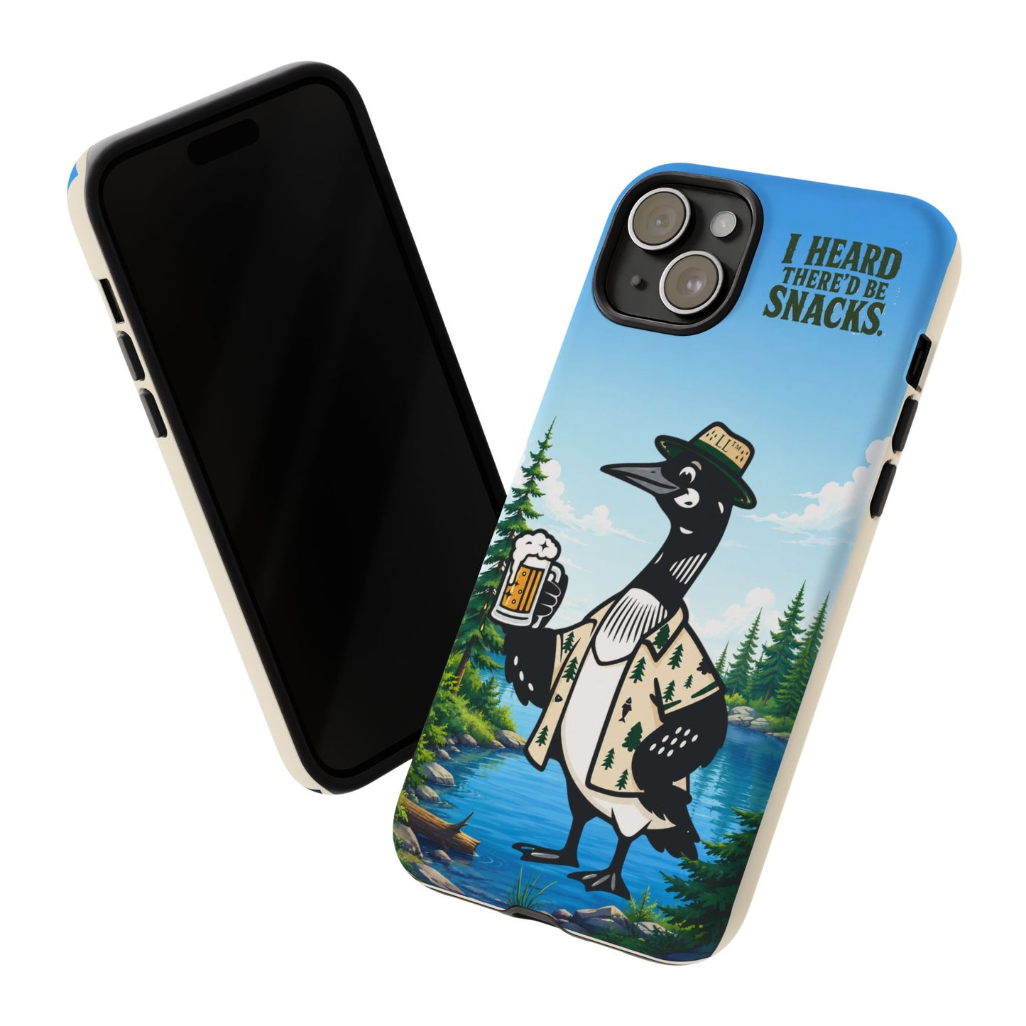 Phone Case — 'I Heard There'd Be Snacks' Rustic Drinking Loon Design
