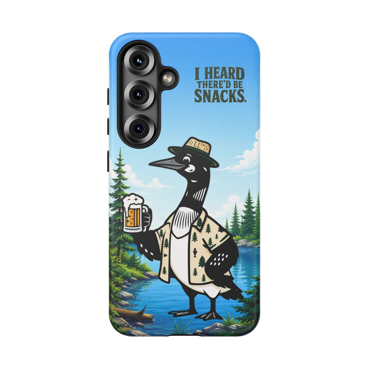 Phone Case — 'I Heard There'd Be Snacks' Rustic Drinking Loon Design