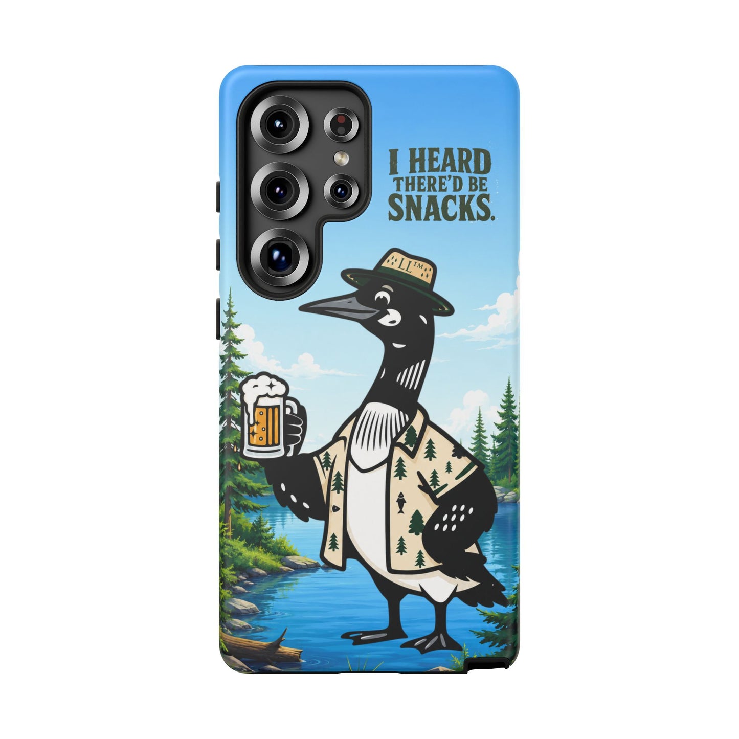 Phone Case — 'I Heard There'd Be Snacks' Rustic Drinking Loon Design