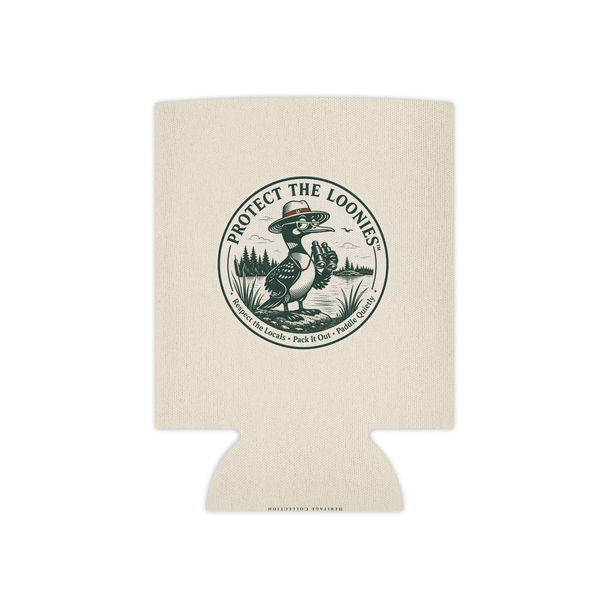 Protect the Loonies Can Cooler — Vintage Loon Conservation Drink Koozie