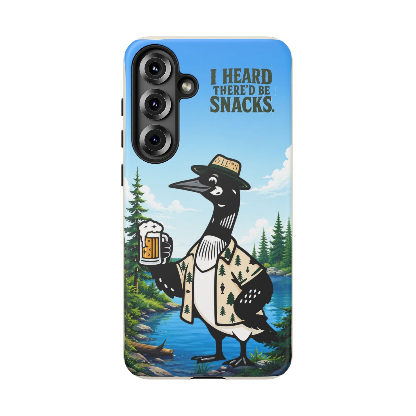 Phone Case — 'I Heard There'd Be Snacks' Rustic Drinking Loon Design