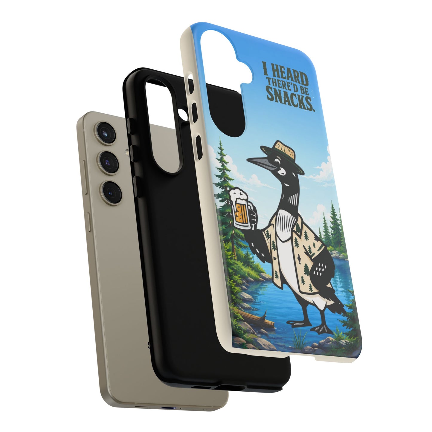 Phone Case — 'I Heard There'd Be Snacks' Rustic Drinking Loon Design