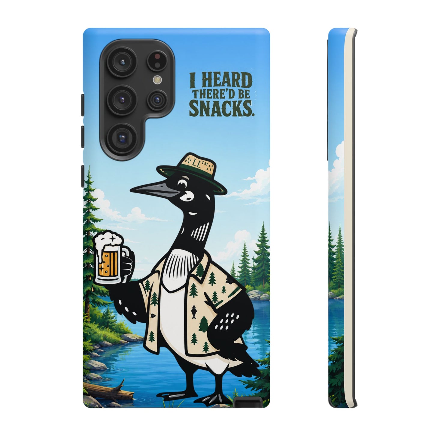 Phone Case — 'I Heard There'd Be Snacks' Rustic Drinking Loon Design