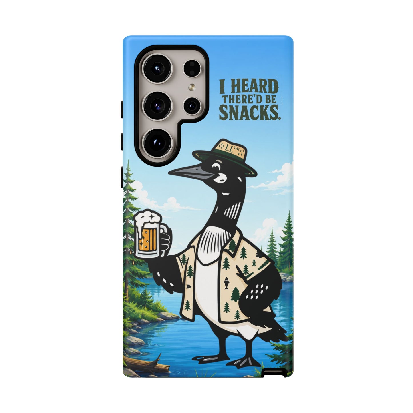 Phone Case — 'I Heard There'd Be Snacks' Rustic Drinking Loon Design