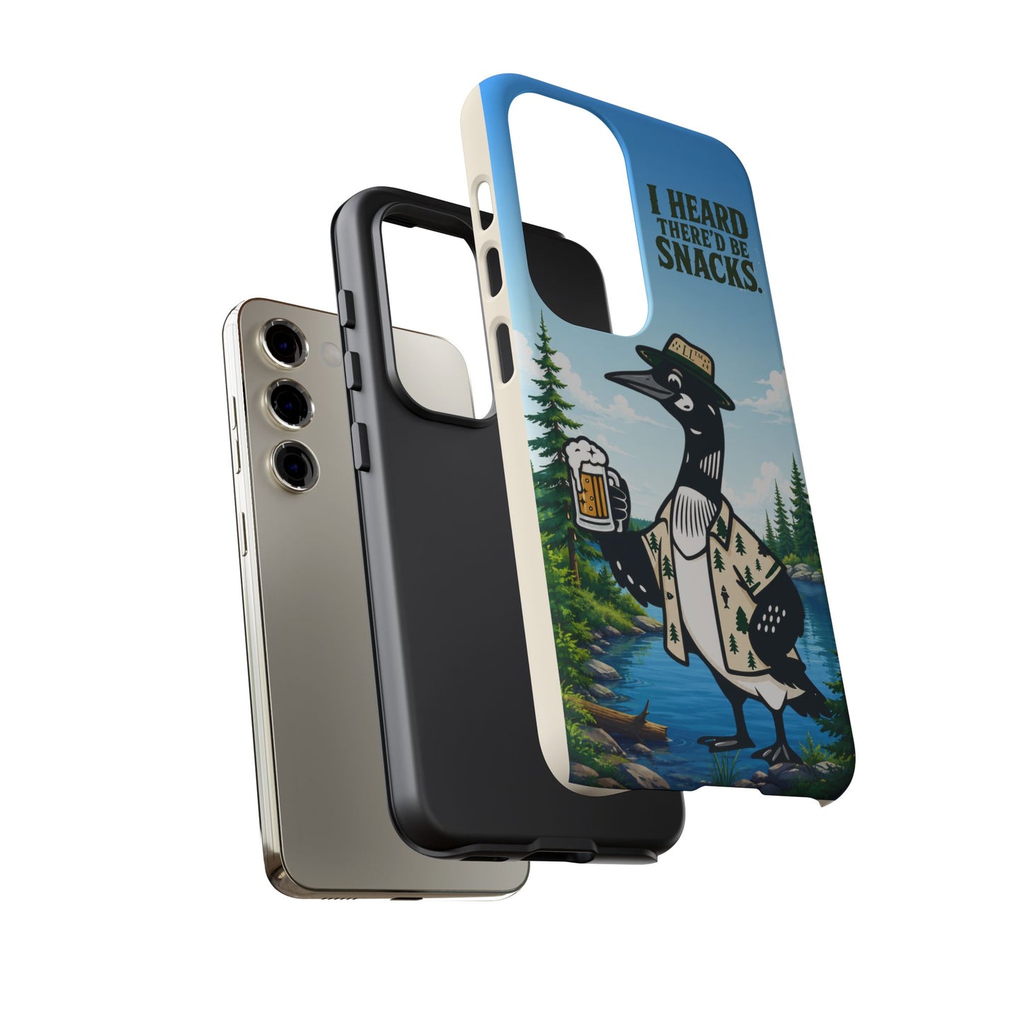 Phone Case — 'I Heard There'd Be Snacks' Rustic Drinking Loon Design