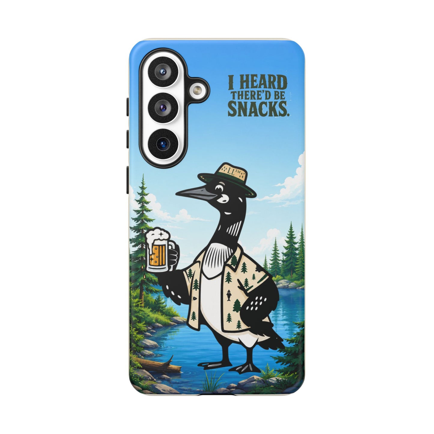 Phone Case — 'I Heard There'd Be Snacks' Rustic Drinking Loon Design