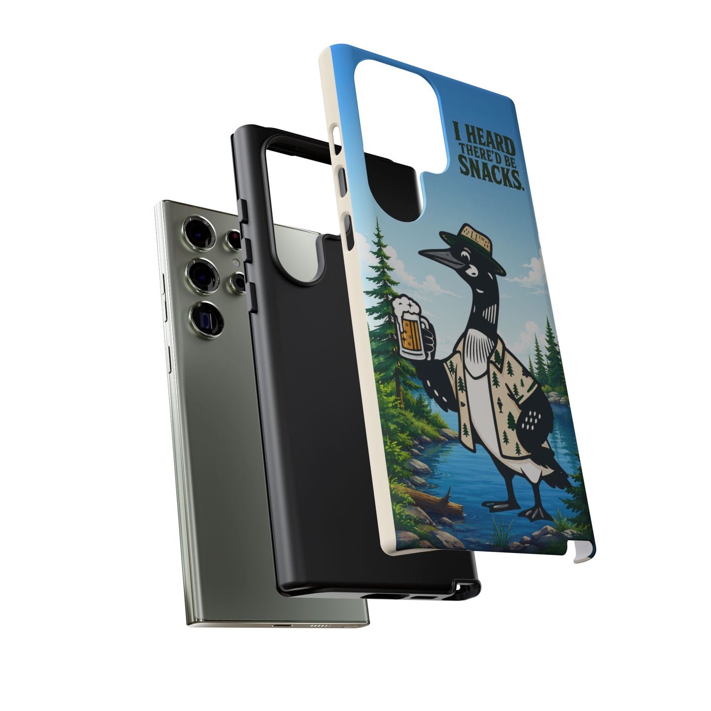Phone Case — 'I Heard There'd Be Snacks' Rustic Drinking Loon Design