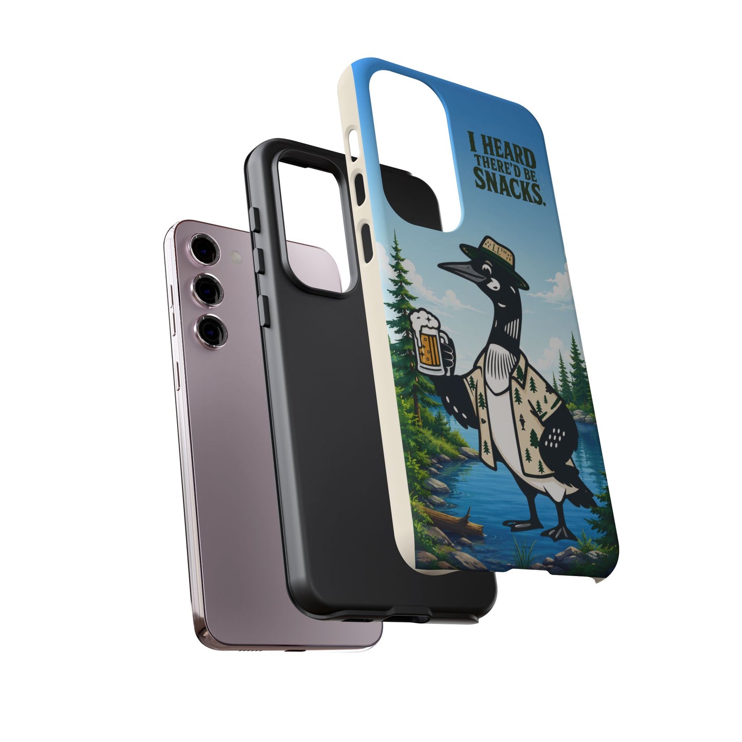Phone Case — 'I Heard There'd Be Snacks' Rustic Drinking Loon Design