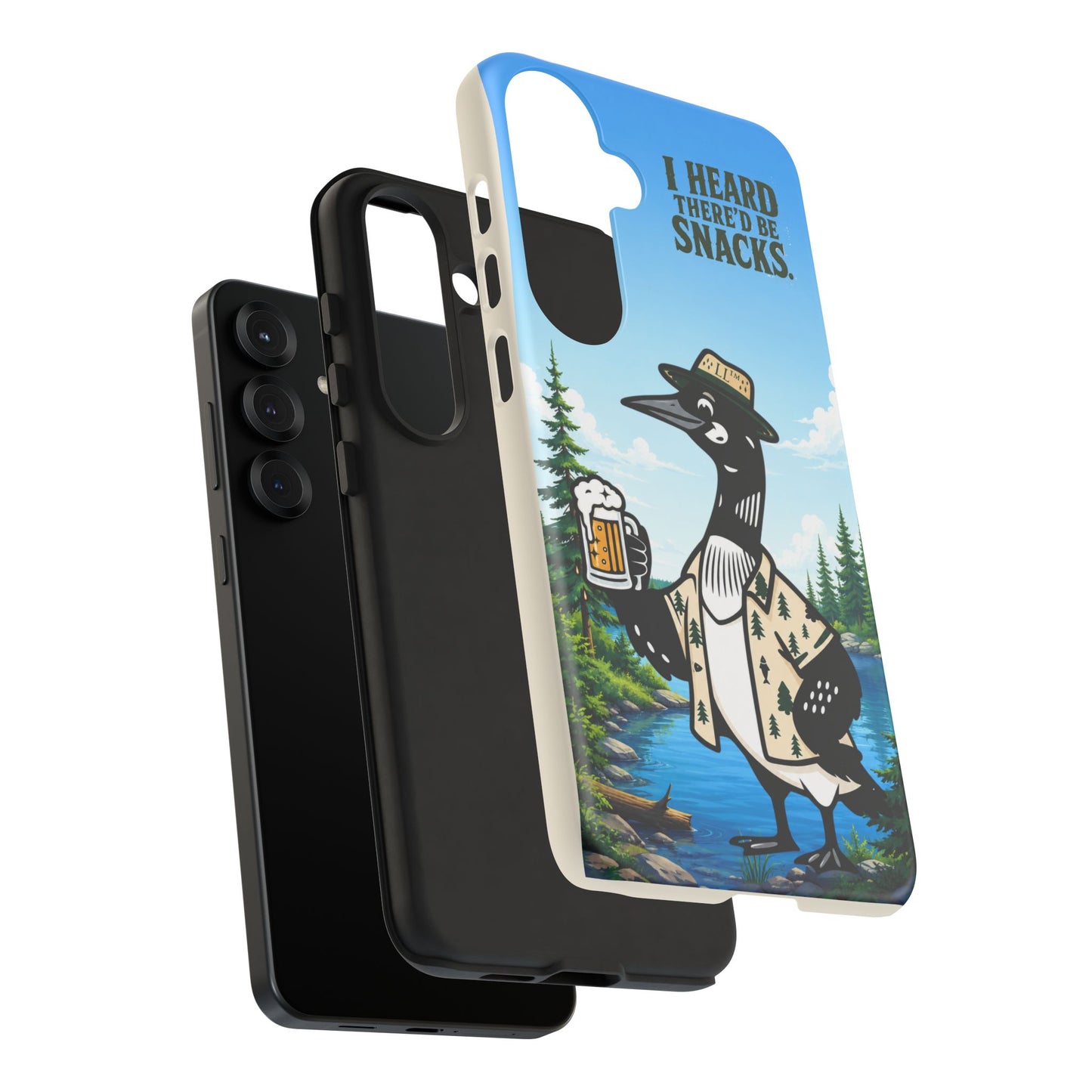 Phone Case — 'I Heard There'd Be Snacks' Rustic Drinking Loon Design