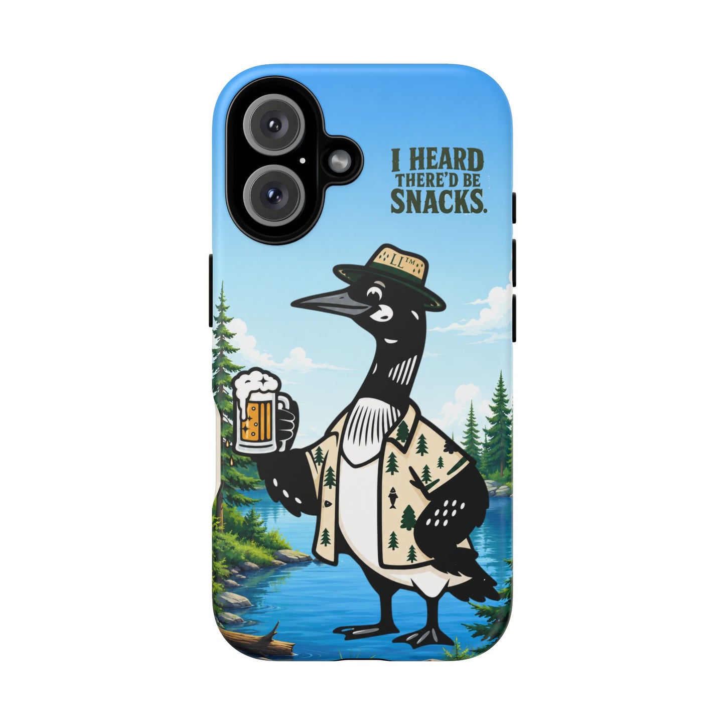 Phone Case — 'I Heard There'd Be Snacks' Rustic Drinking Loon Design