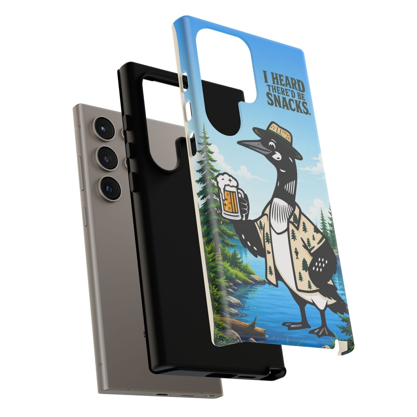 Phone Case — 'I Heard There'd Be Snacks' Rustic Drinking Loon Design