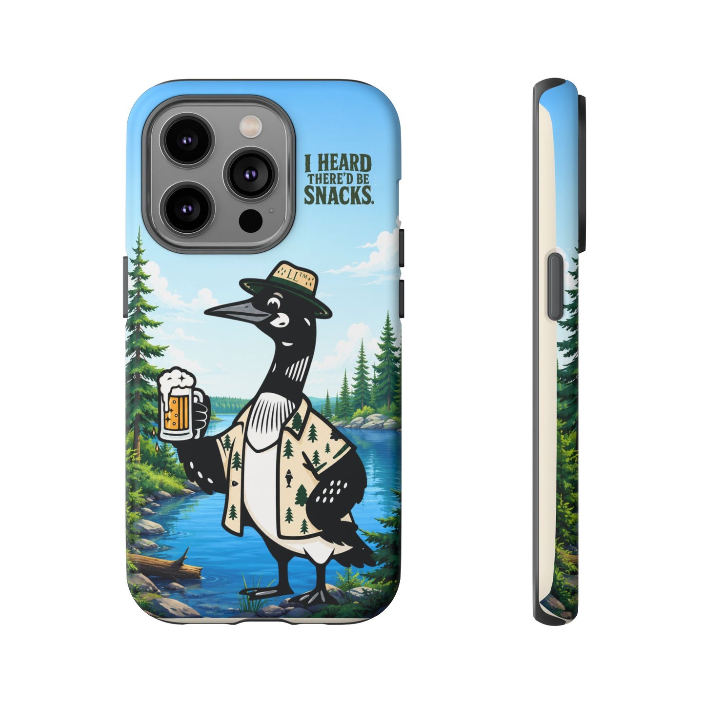 Phone Case — 'I Heard There'd Be Snacks' Rustic Drinking Loon Design