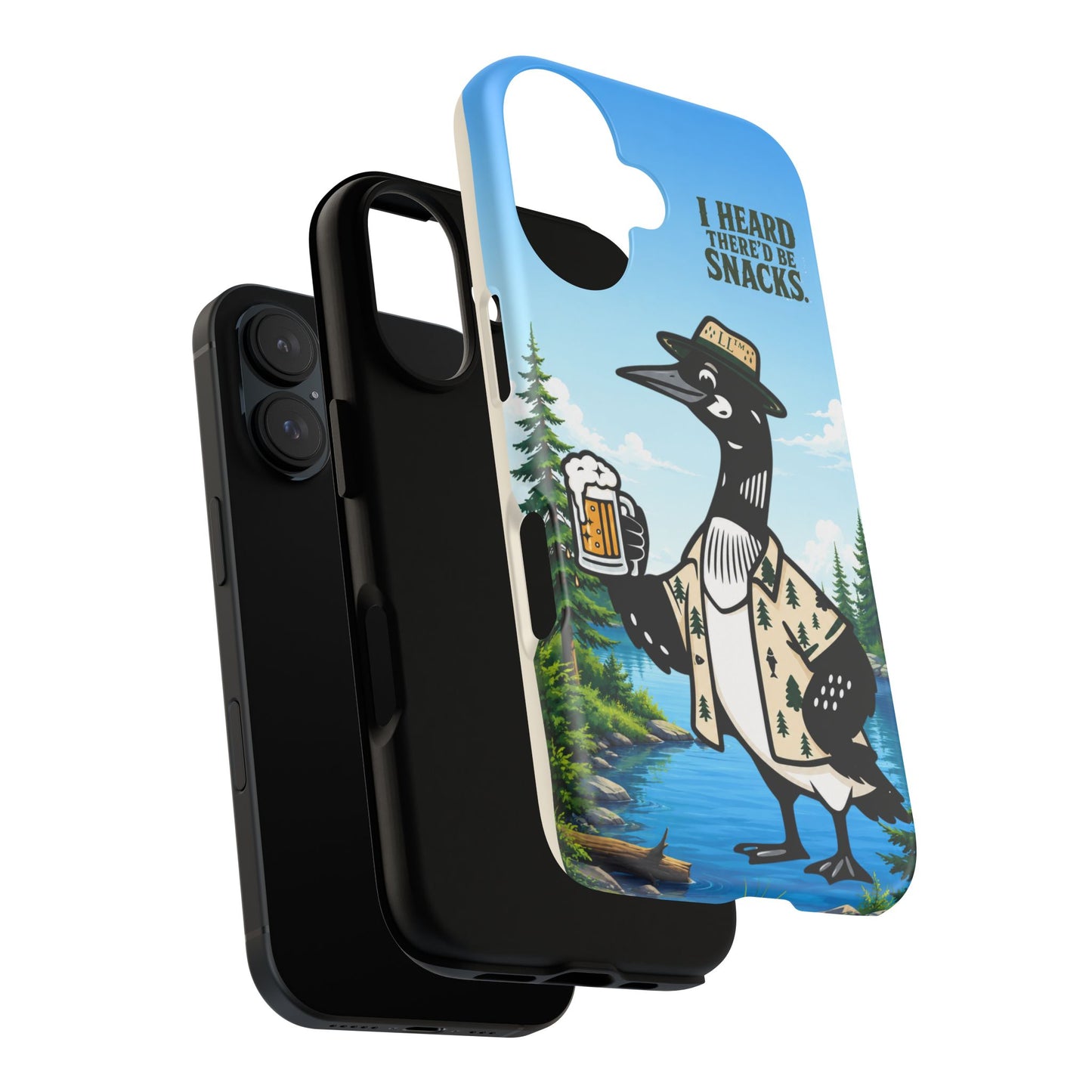 Phone Case — 'I Heard There'd Be Snacks' Rustic Drinking Loon Design