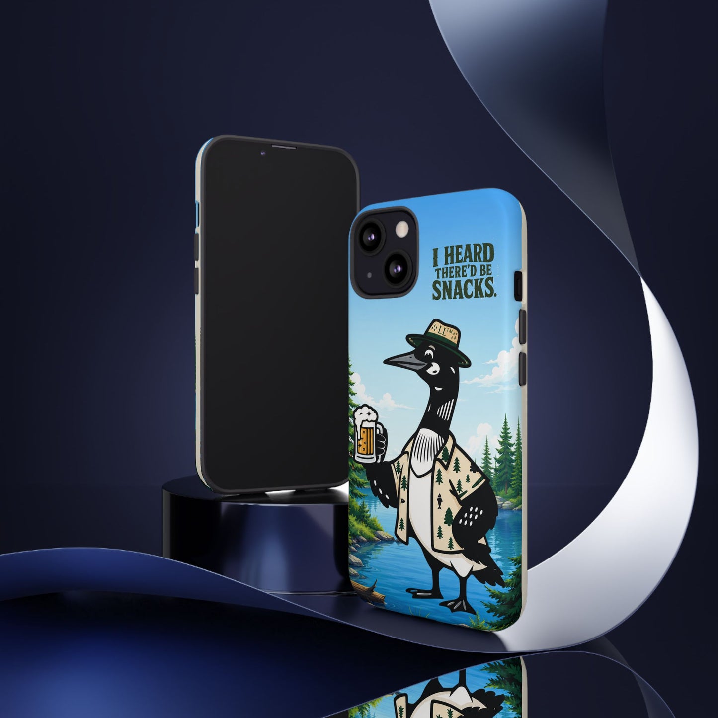 Phone Case — 'I Heard There'd Be Snacks' Rustic Drinking Loon Design