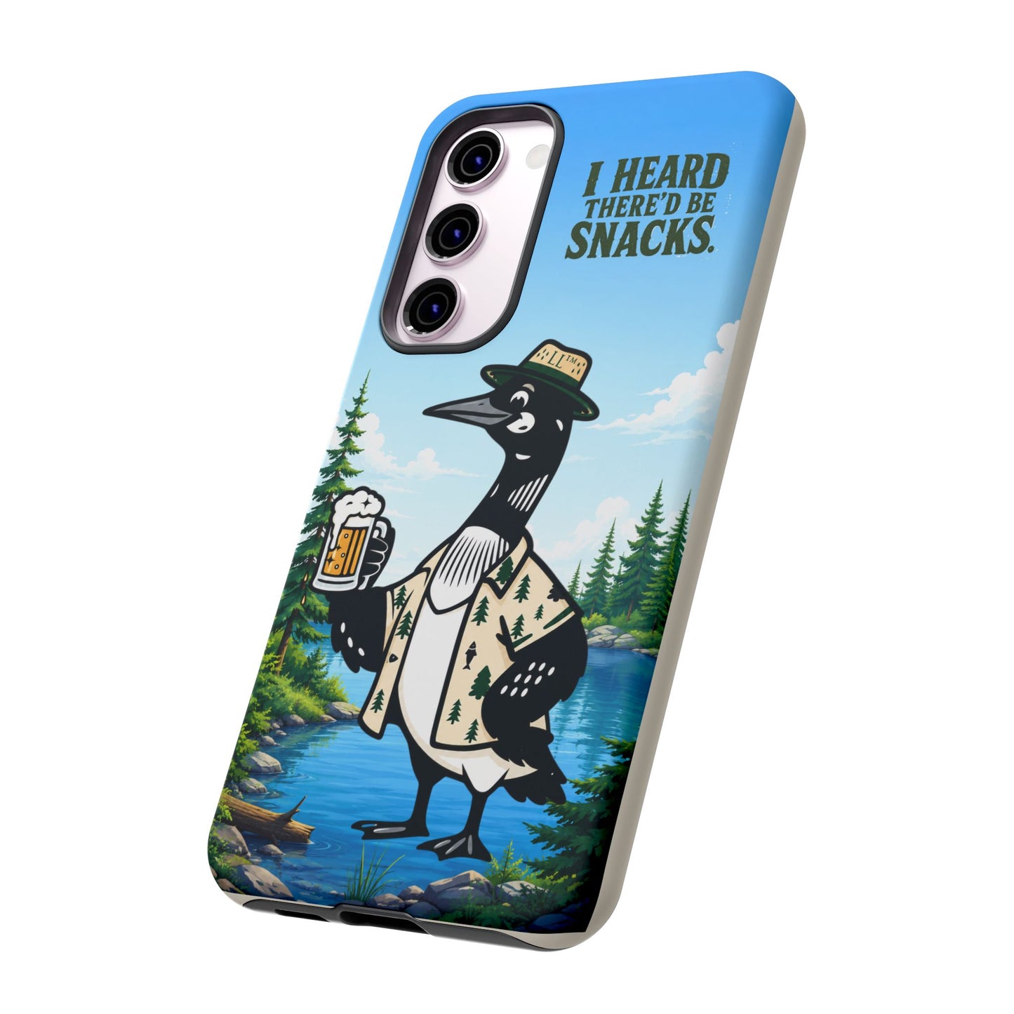 Phone Case — 'I Heard There'd Be Snacks' Rustic Drinking Loon Design