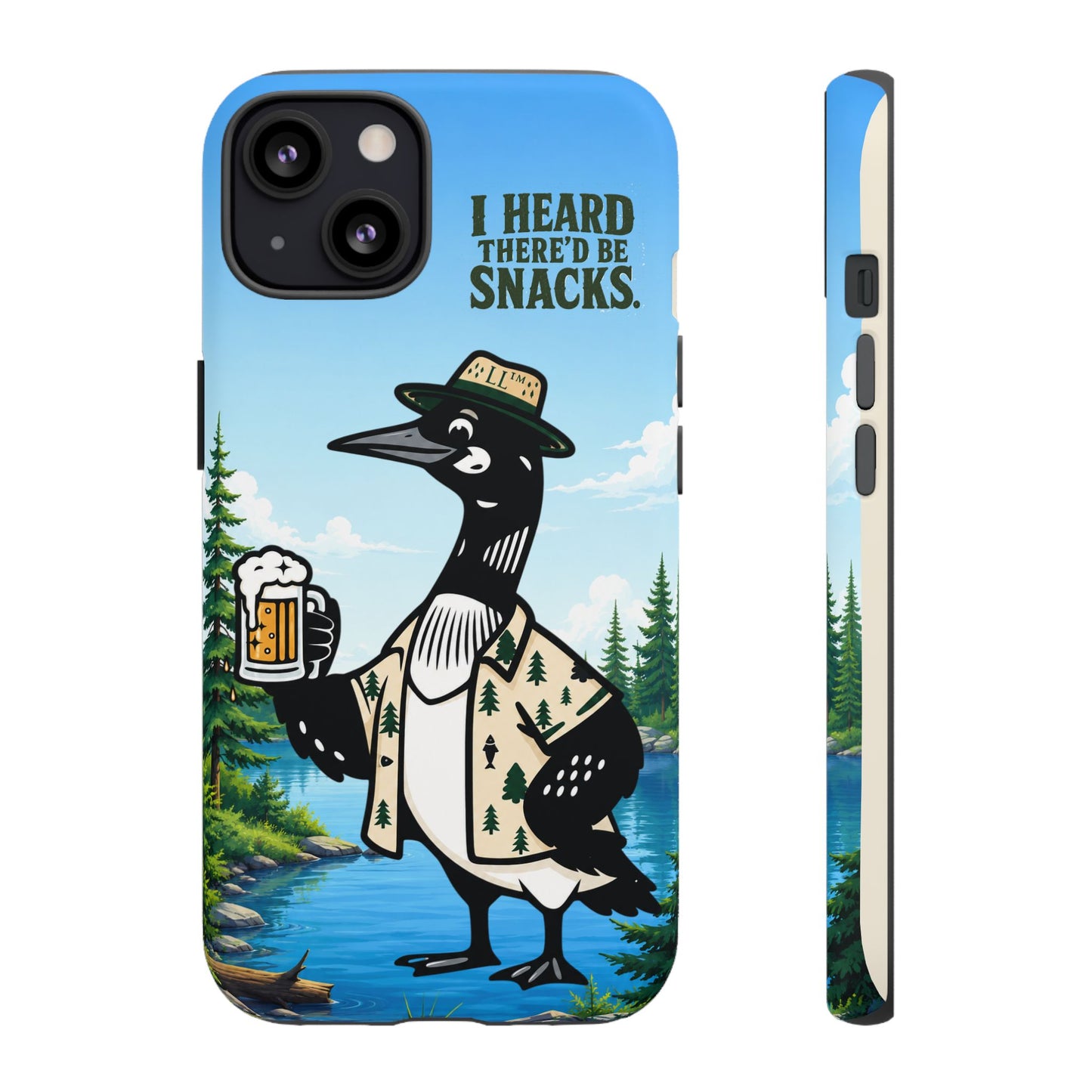 Phone Case — 'I Heard There'd Be Snacks' Rustic Drinking Loon Design