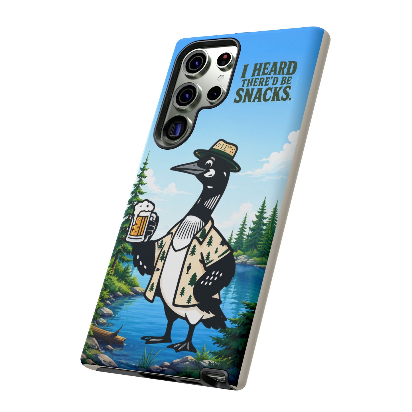 Phone Case — 'I Heard There'd Be Snacks' Rustic Drinking Loon Design