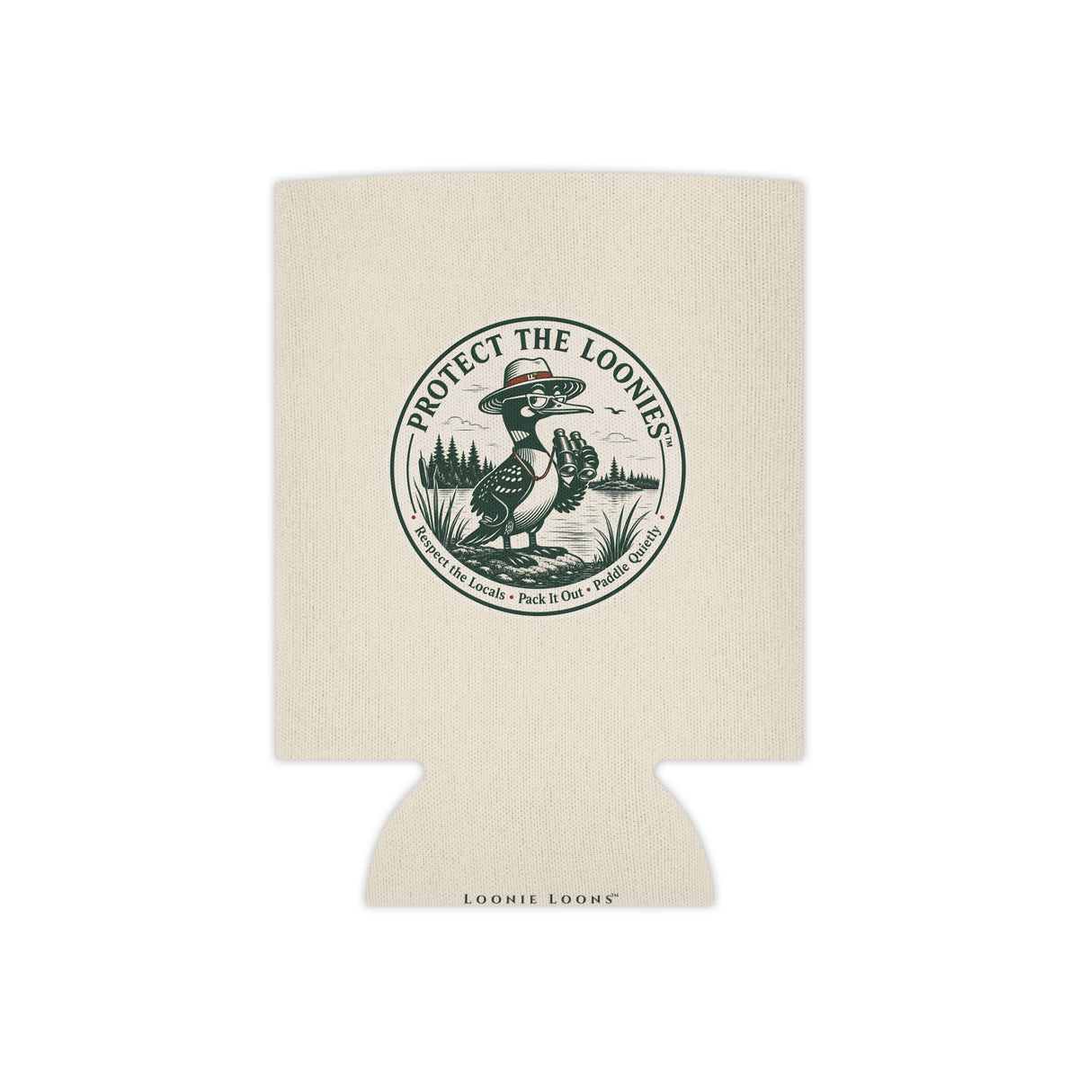 Protect the Loonies Can Cooler — Vintage Loon Conservation Drink Koozie