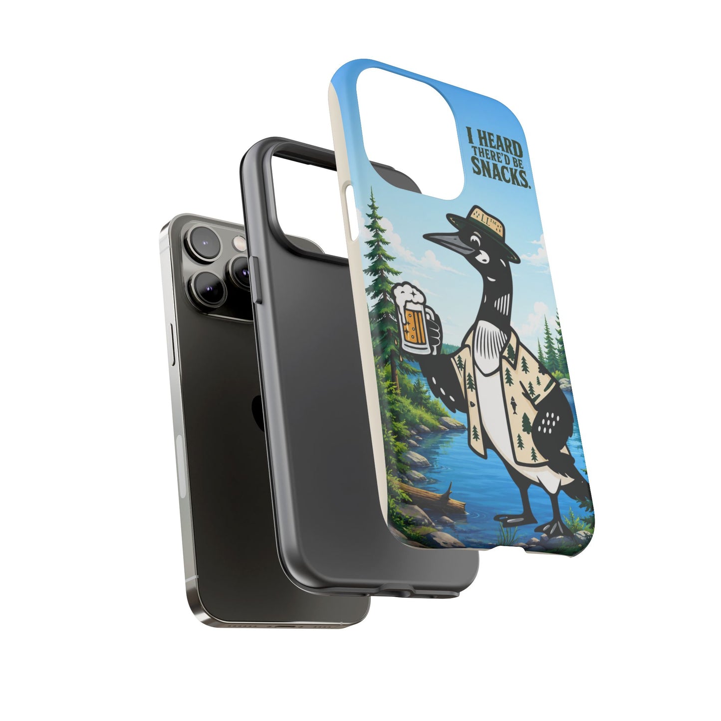 Phone Case — 'I Heard There'd Be Snacks' Rustic Drinking Loon Design