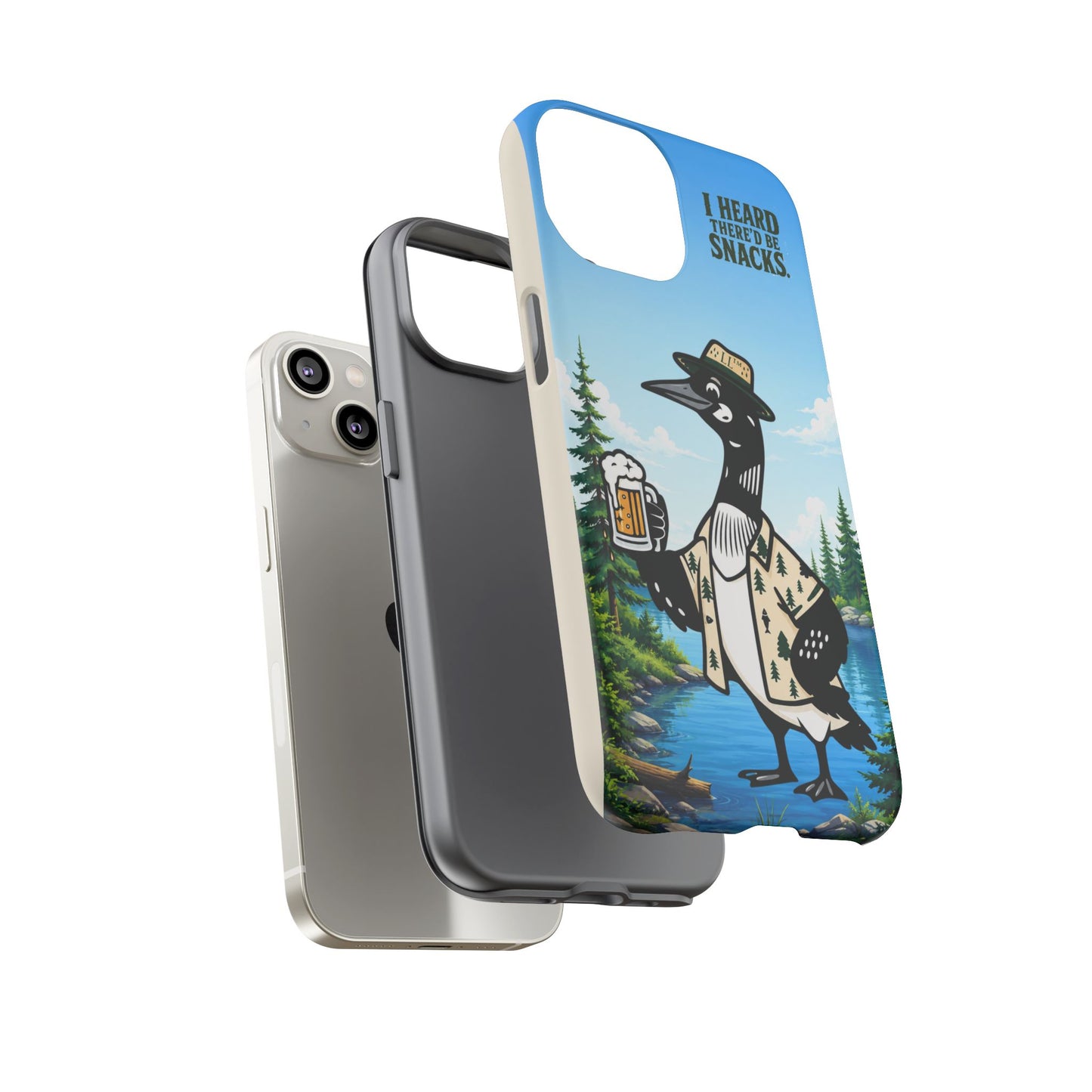 Phone Case — 'I Heard There'd Be Snacks' Rustic Drinking Loon Design