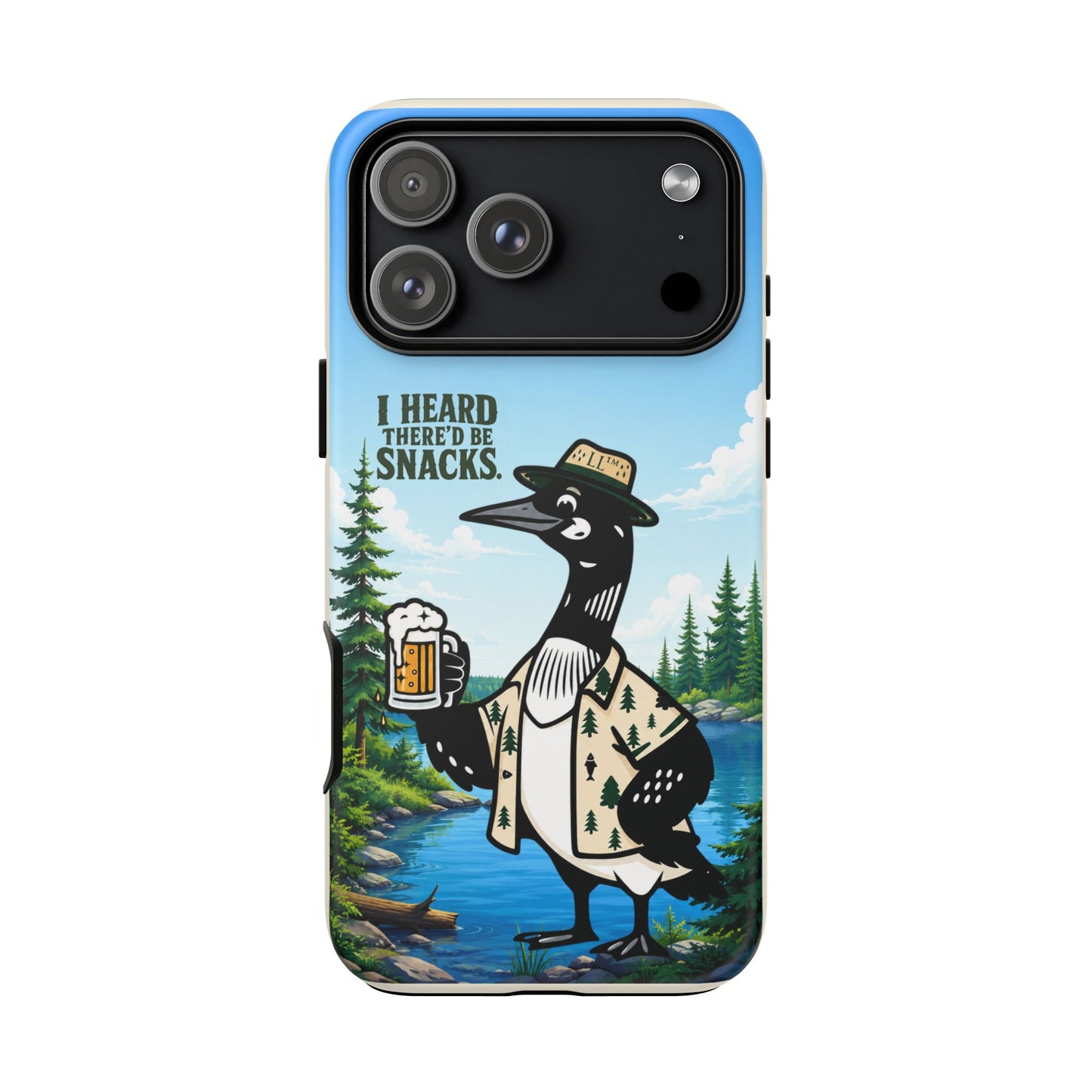 Phone Case — 'I Heard There'd Be Snacks' Rustic Drinking Loon Design