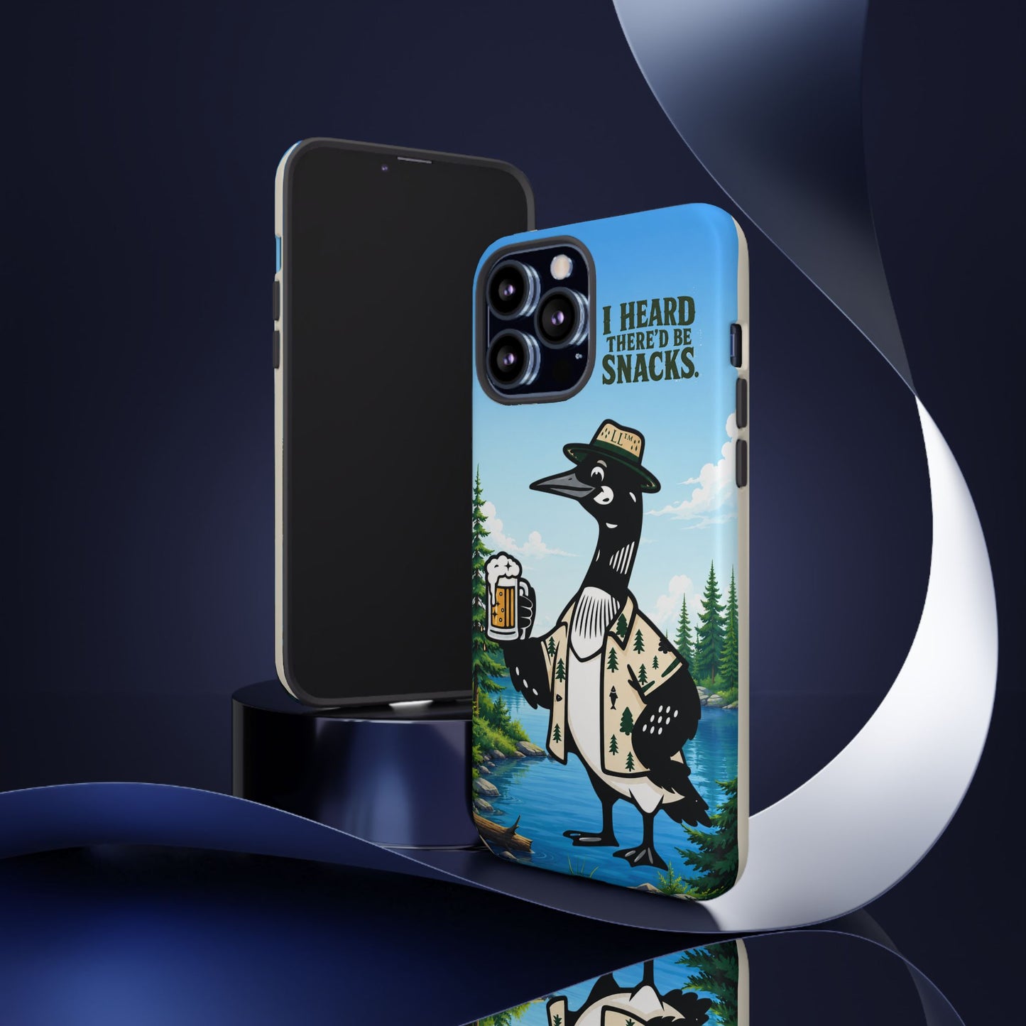 Phone Case — 'I Heard There'd Be Snacks' Rustic Drinking Loon Design