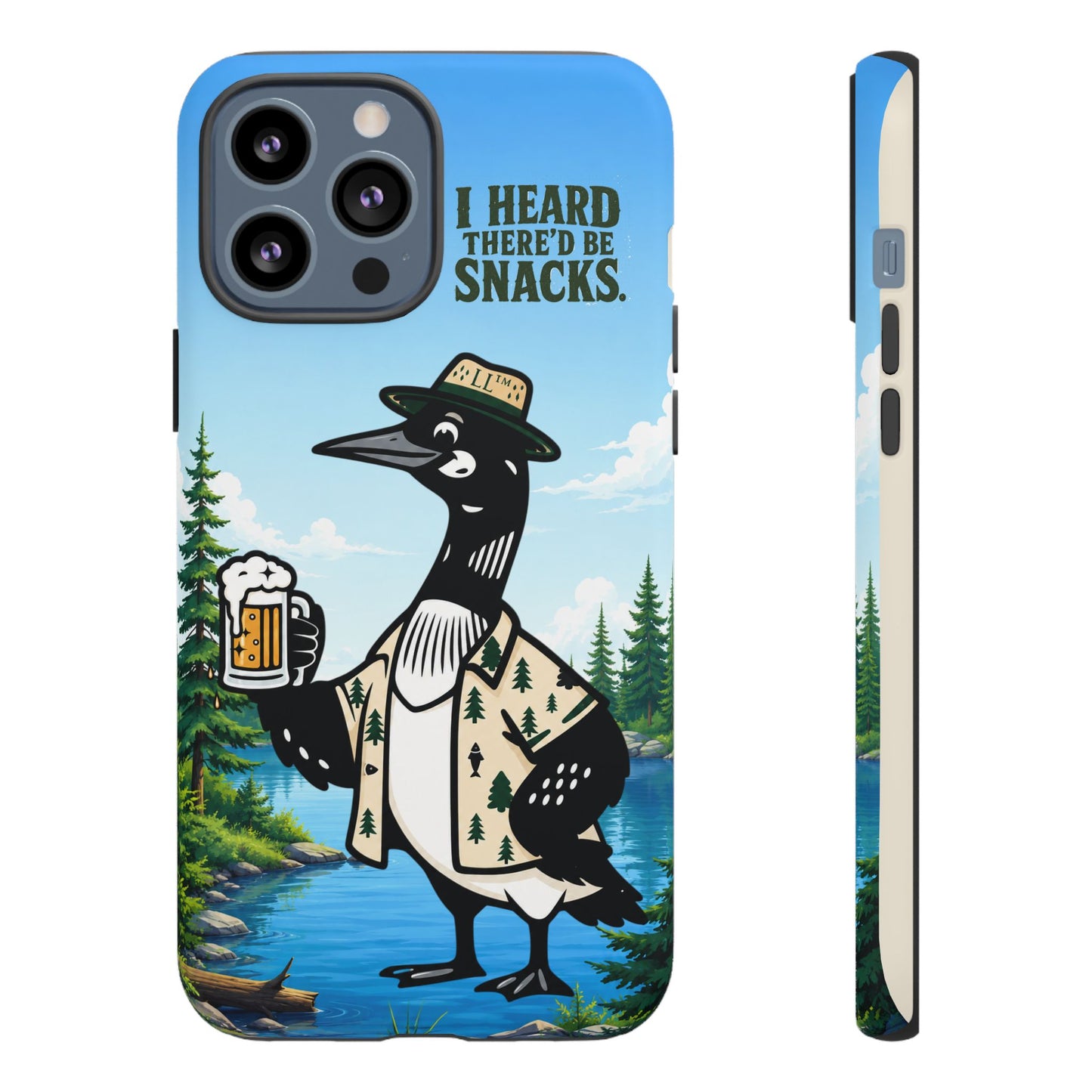 Phone Case — 'I Heard There'd Be Snacks' Rustic Drinking Loon Design