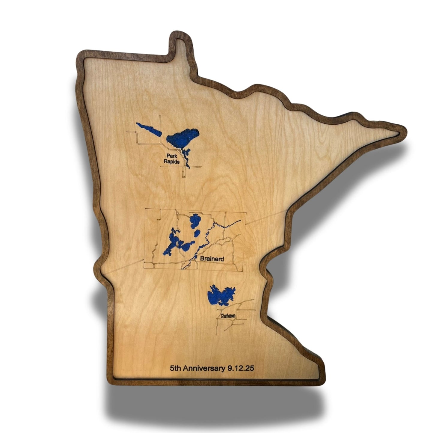 Minnesota Shaped Custom Sign With Highlighted Locations