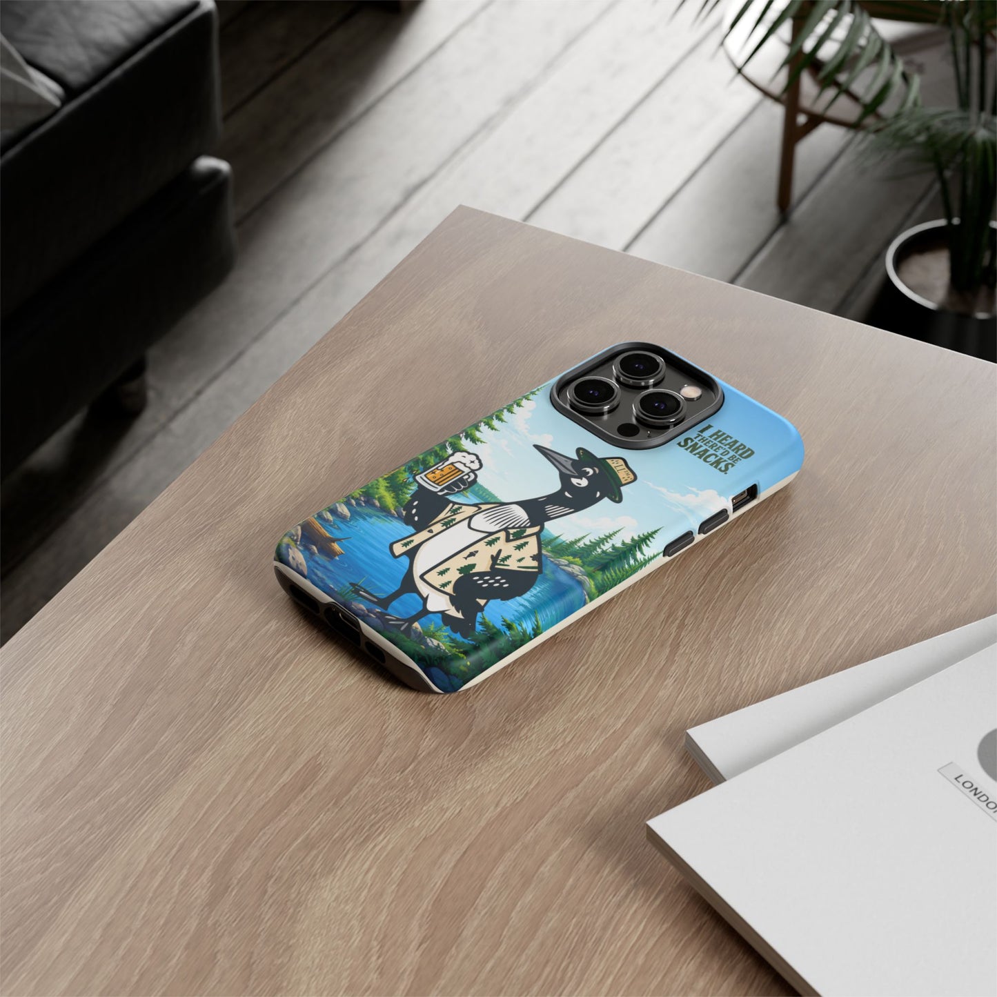 Phone Case — 'I Heard There'd Be Snacks' Rustic Drinking Loon Design