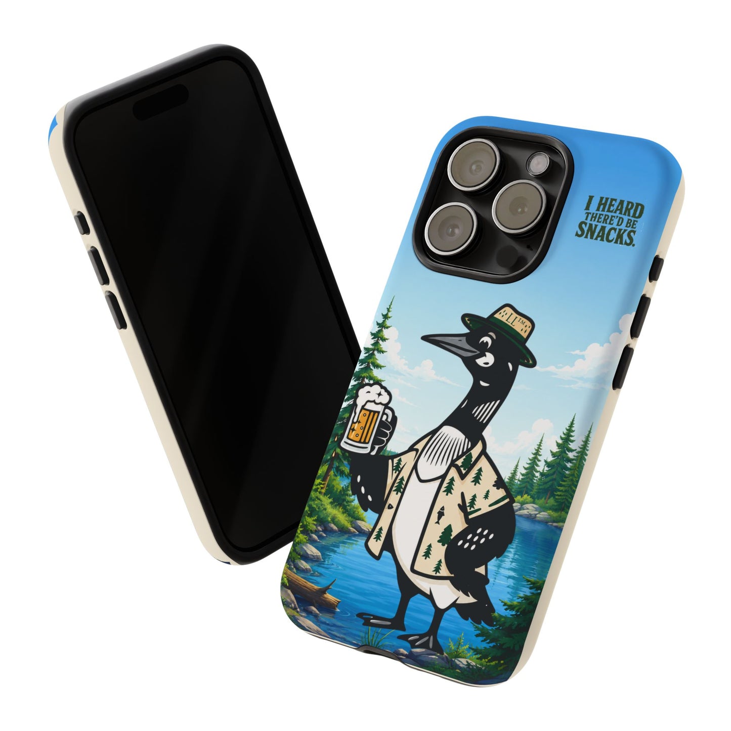 Phone Case — 'I Heard There'd Be Snacks' Rustic Drinking Loon Design