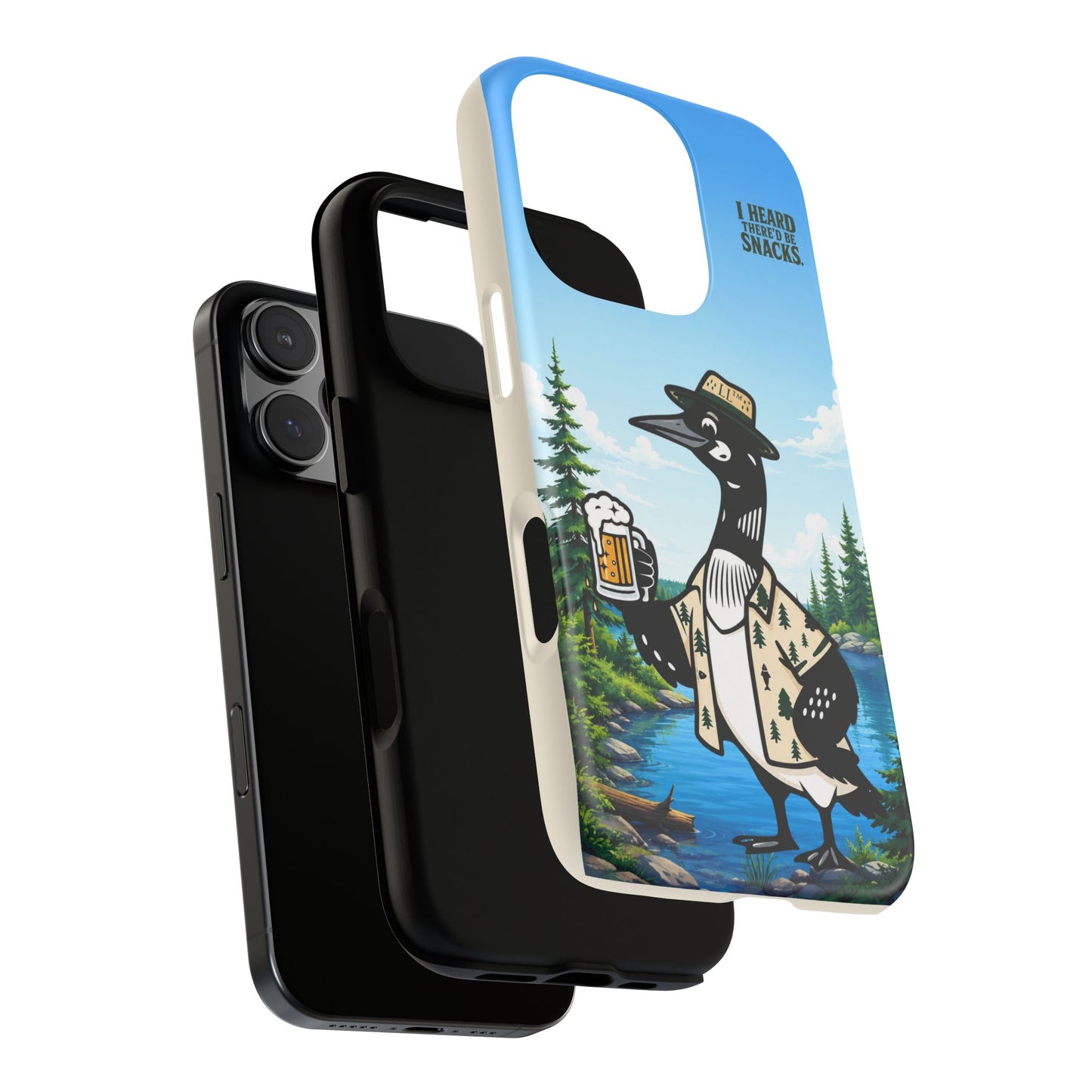 Phone Case — 'I Heard There'd Be Snacks' Rustic Drinking Loon Design