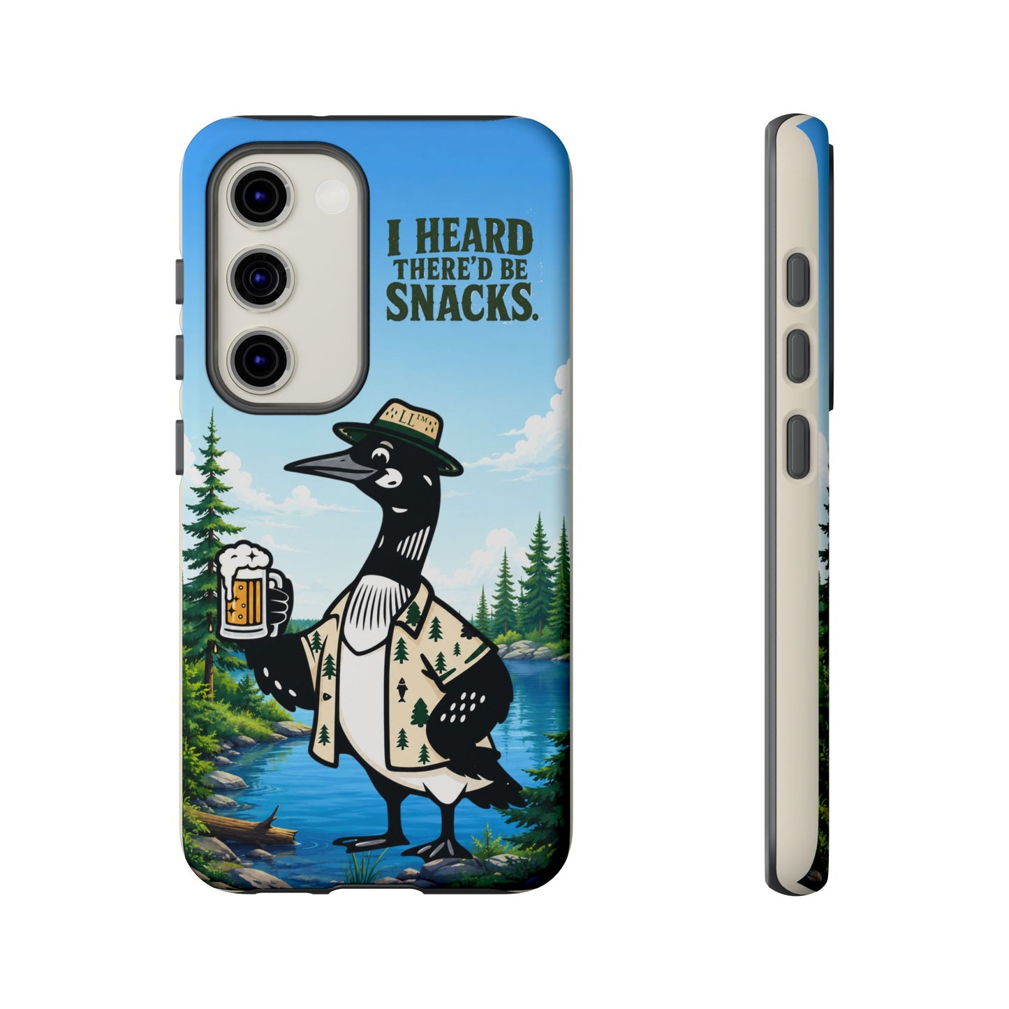 Phone Case — 'I Heard There'd Be Snacks' Rustic Drinking Loon Design