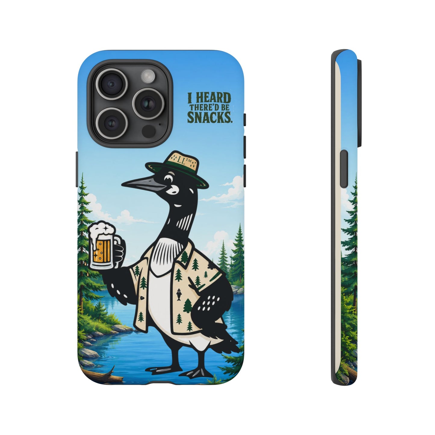 Phone Case — 'I Heard There'd Be Snacks' Rustic Drinking Loon Design